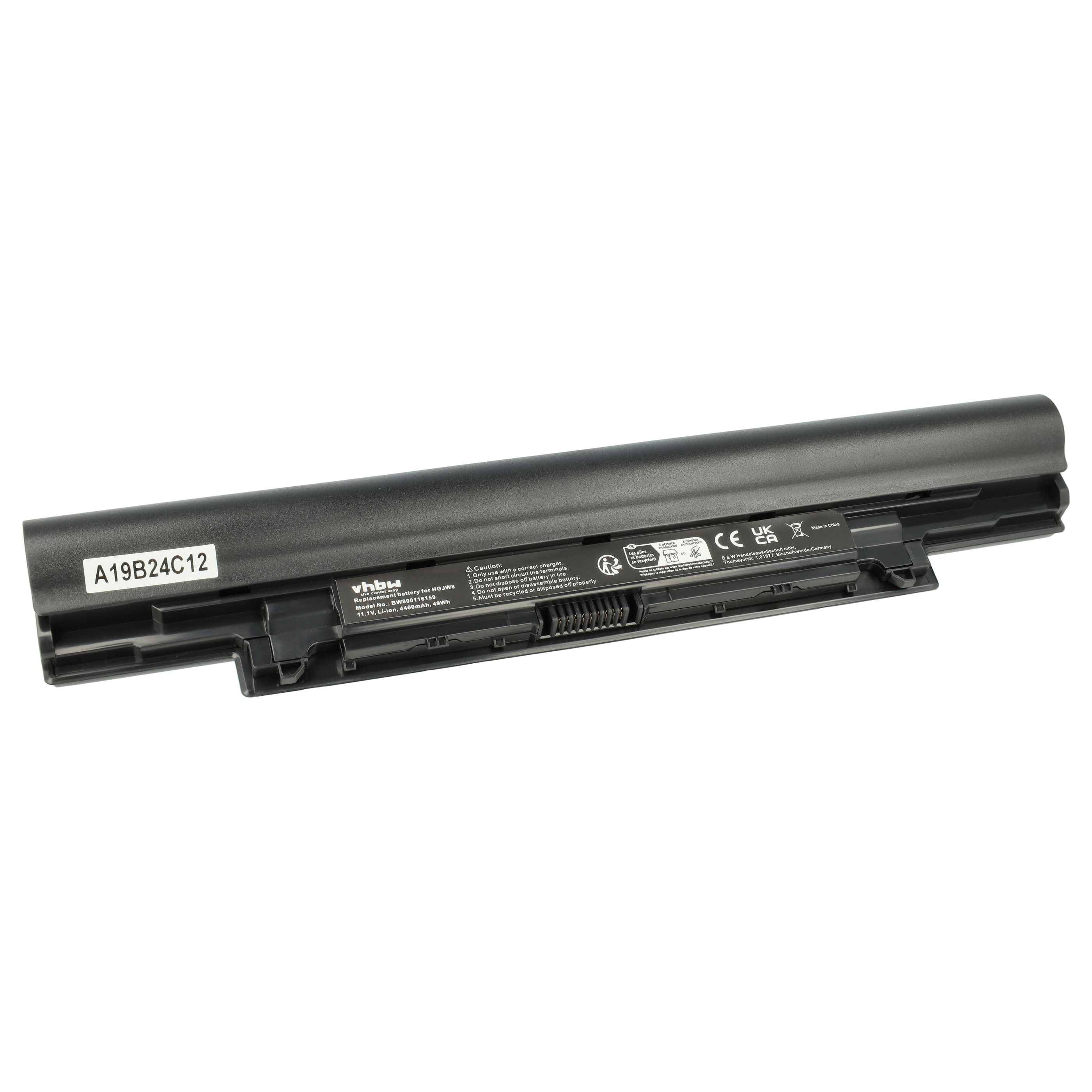 Schwarzes Laptop-Akkupaket mit Etikett „A19B24C12