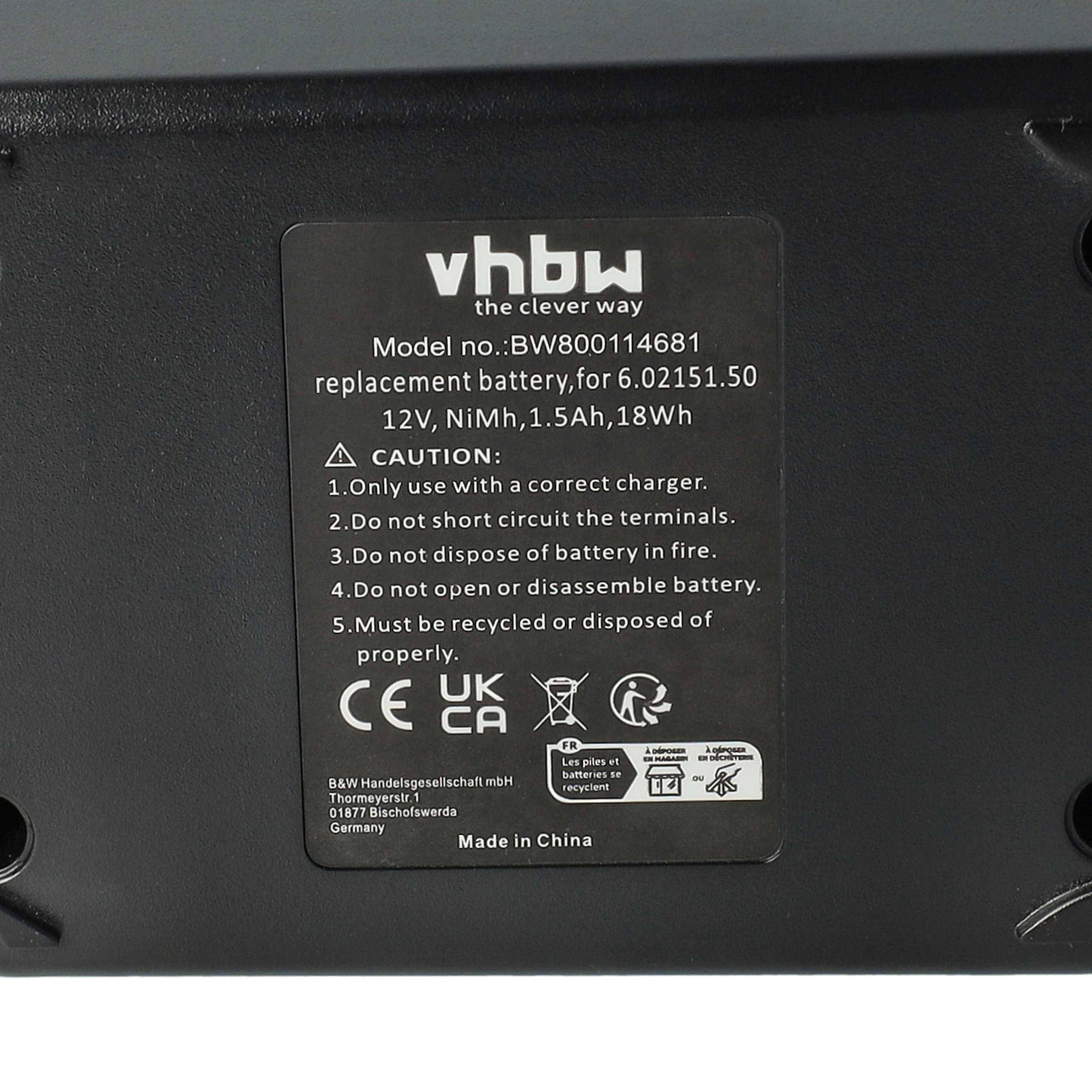 vhbw 2x Akku kompatibel mit Metabo ULA9.6-18 Werkzeug (1500 mAh, NiMH, 12 V)