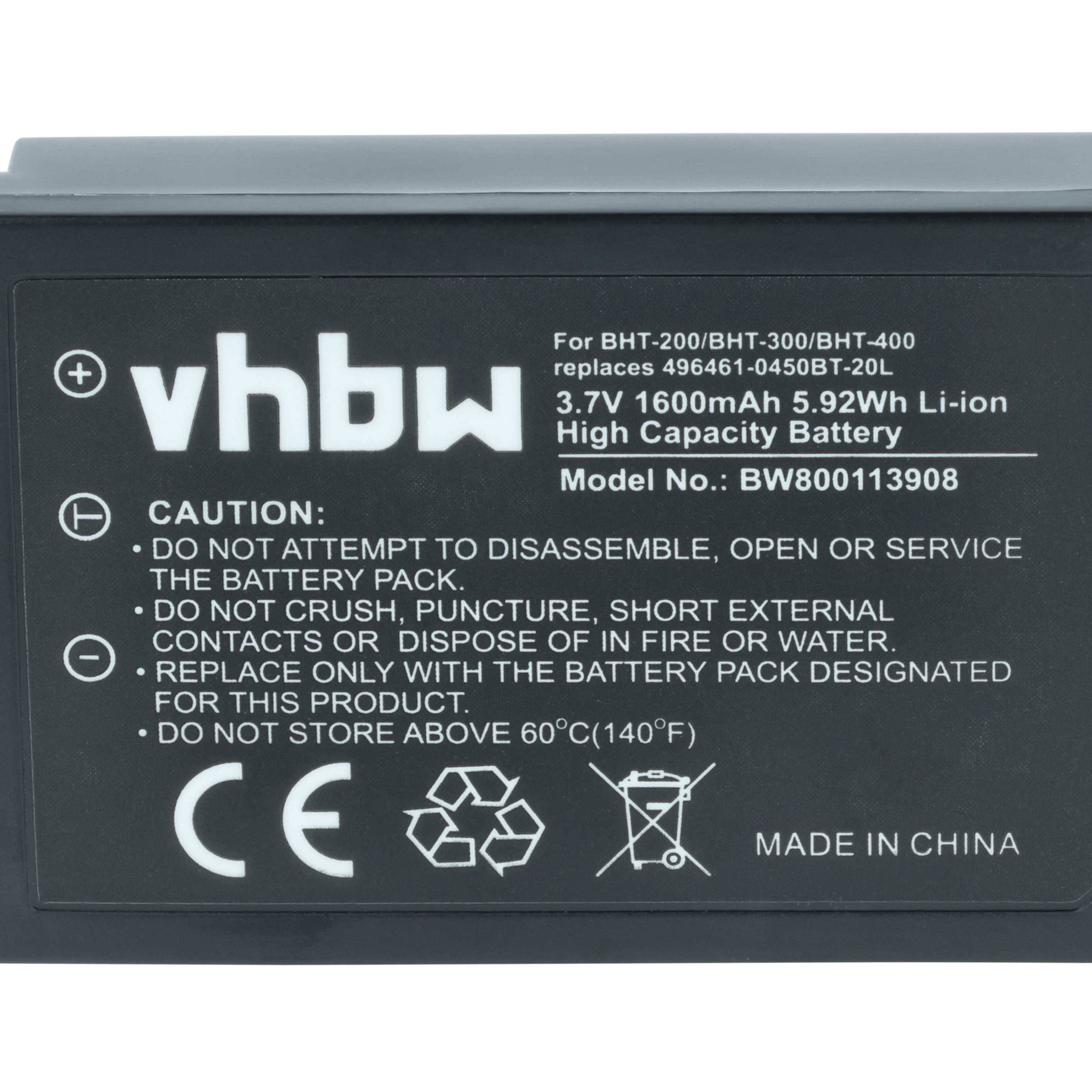 vhbw Akku kompatibel mit Denso BHT-604B, BHT-600BW, BHT-600, BHT-400, BHT-604BW, BHT-400Q Barcodescanner POS (1600 mAh, 3,7 V, Li-Ion)