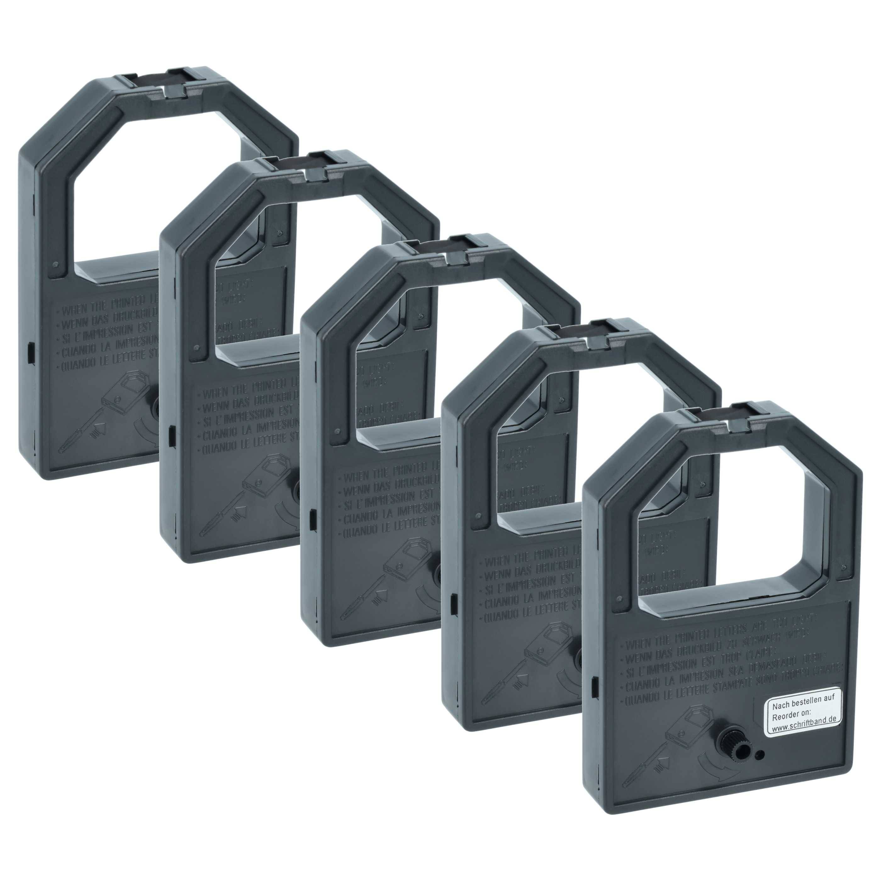 vhbw 5x Farbband Schriftband kompatibel mit Panasonic KX-P 2150, KX-P 2023 Nadeldrucker, Bondrucker - Schwarz