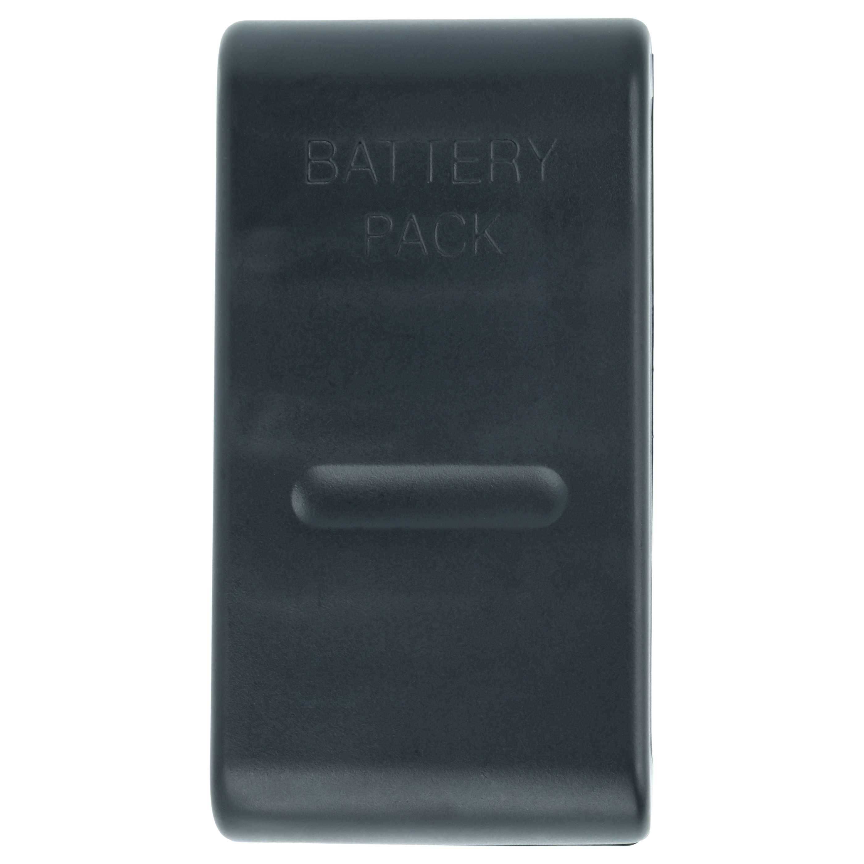 Eine dunkelgraue Batteriebox mit den Worten ‚Battery Pack' in Prägung.