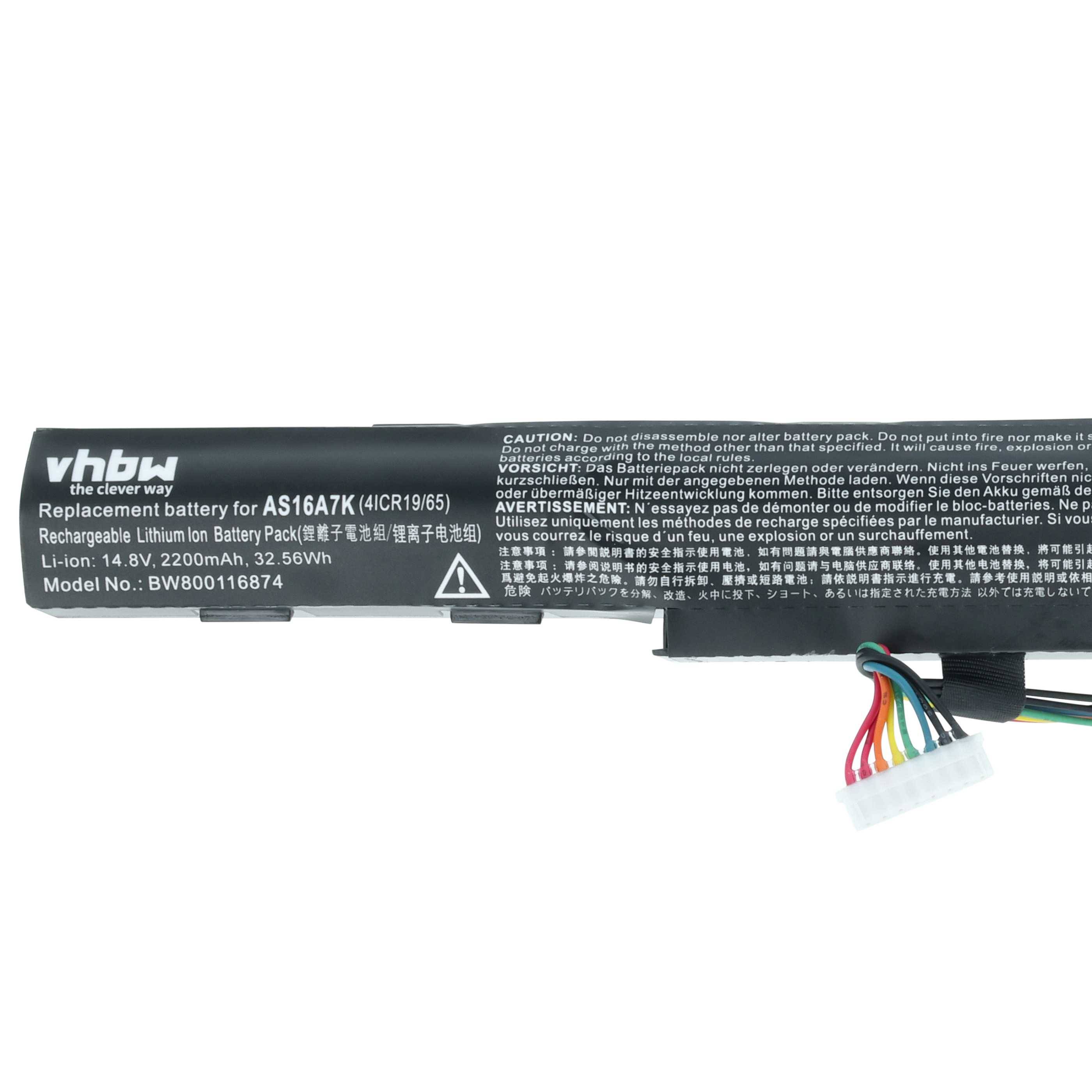 Eine schwarze Laptop-Batterie mit der Aufschrift „vhbw Batterie für ASUS A41-K56 A32-K56 A41-K56