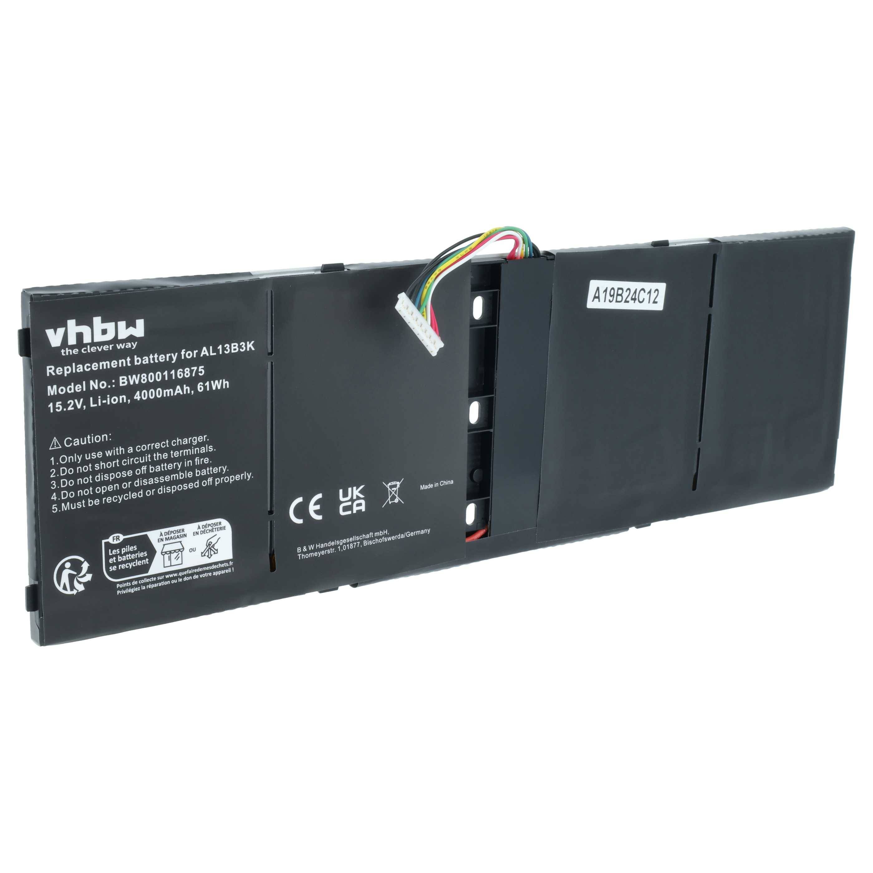 vhbw Akku kompatibel mit Acer Aspire P3-171-3322Y4G06as, P3-171-3322Y4G12as, P3-171-5333Y4G12as Notebook (4000mAh, 15V, Li-Ion)