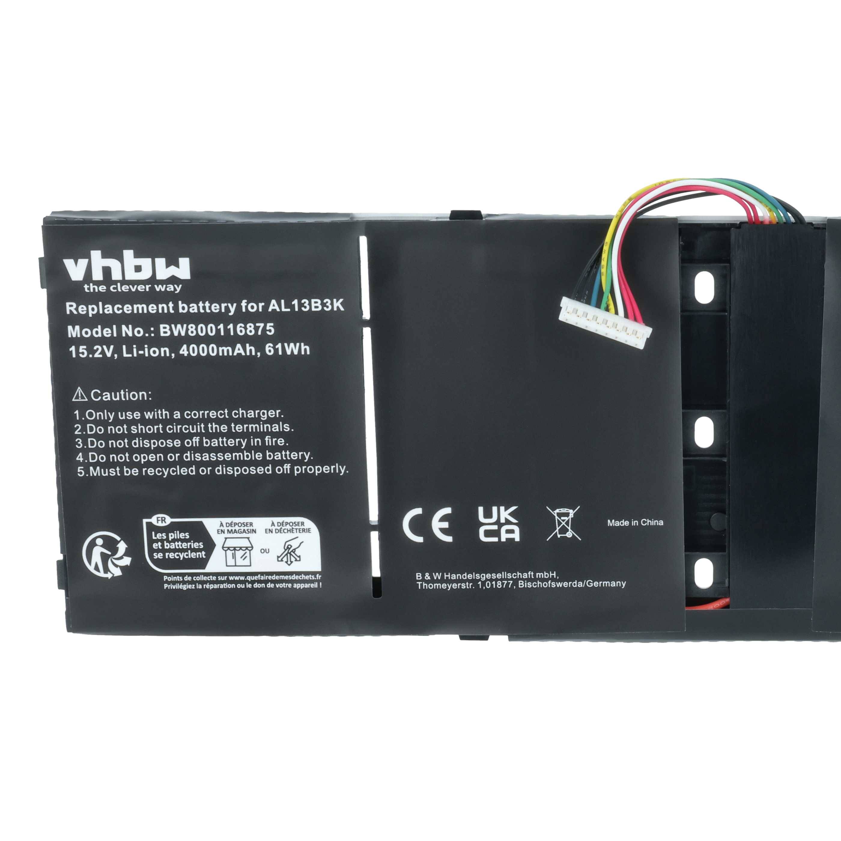 vhbw Akku kompatibel mit Acer Aspire P3-171-3322Y4G06as, P3-171-3322Y4G12as, P3-171-5333Y4G12as Notebook (4000mAh, 15V, Li-Ion)