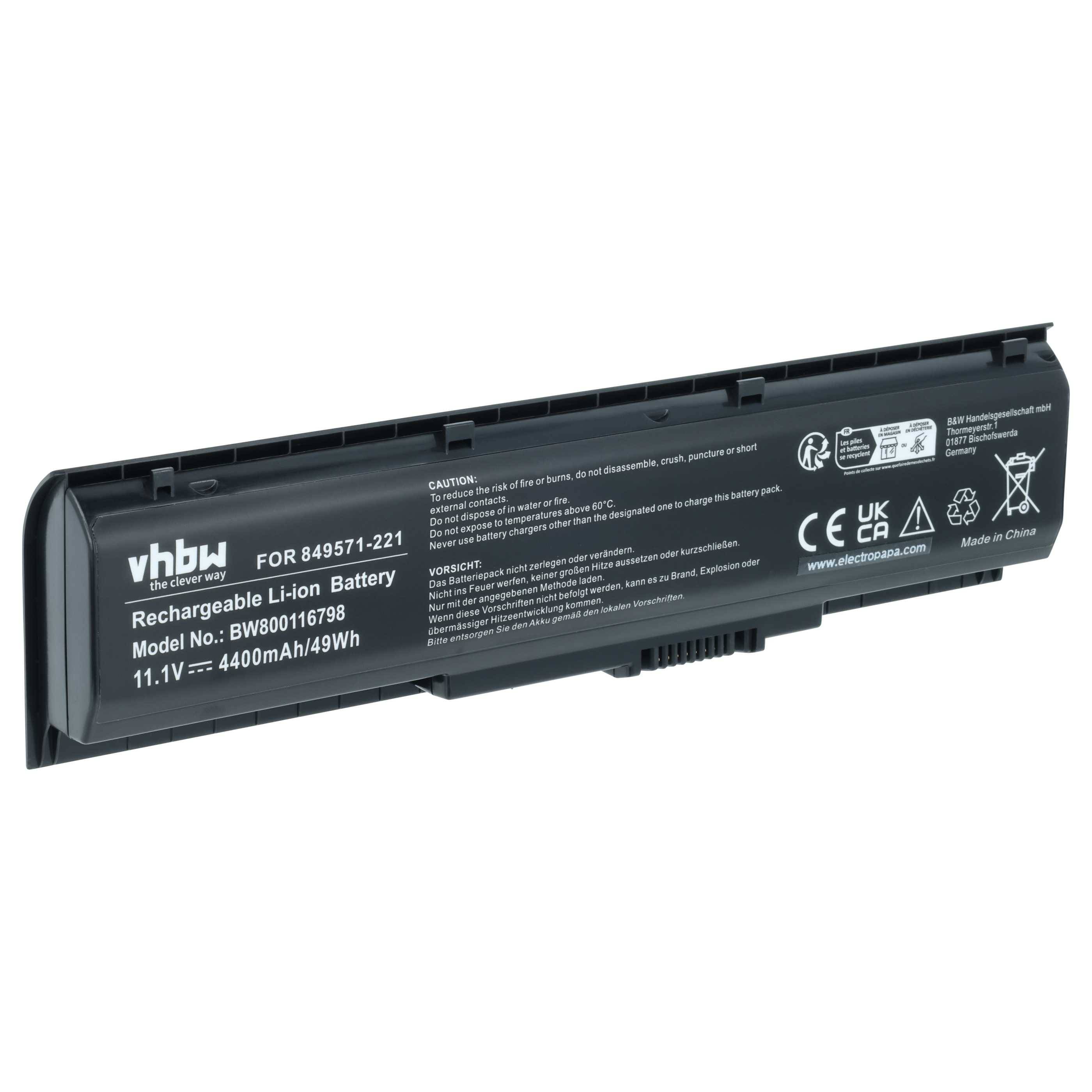 vhbw Akku Ersatz für HP 849571-221, HQ-TRE, 849571-251, 849571-241, 849911-850 für Notebook (4400 mAh, 11,1 V, Li-Ion)