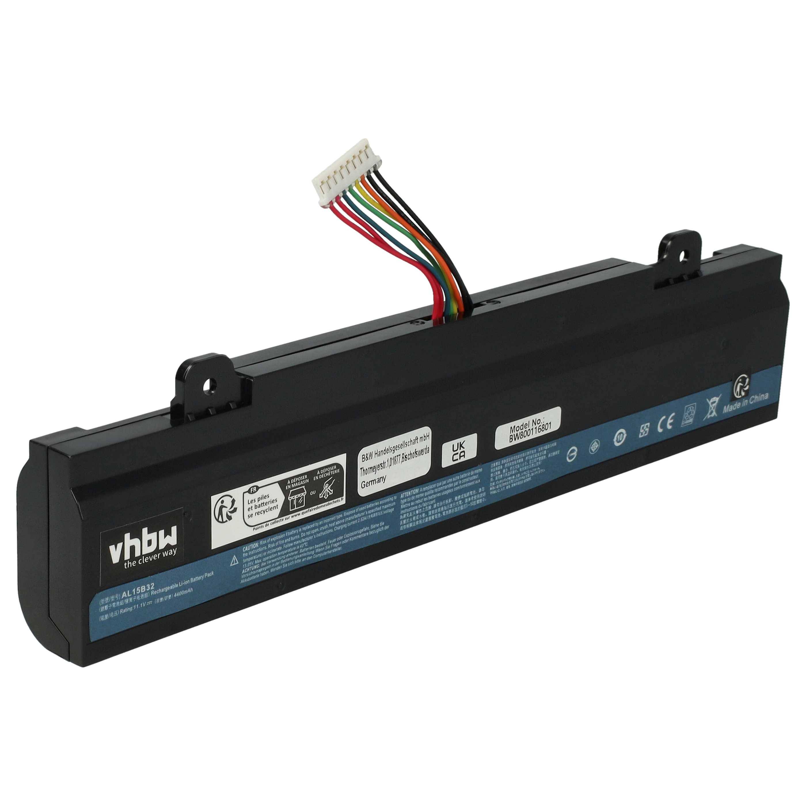 vhbw Akku kompatibel mit Acer Aspire V5-591G-58ZR, V5-591G-57LK, V5-591G-70S6, V5-591G-70GU Notebook (4400 mAh, 11,1 V, Li-Ion)