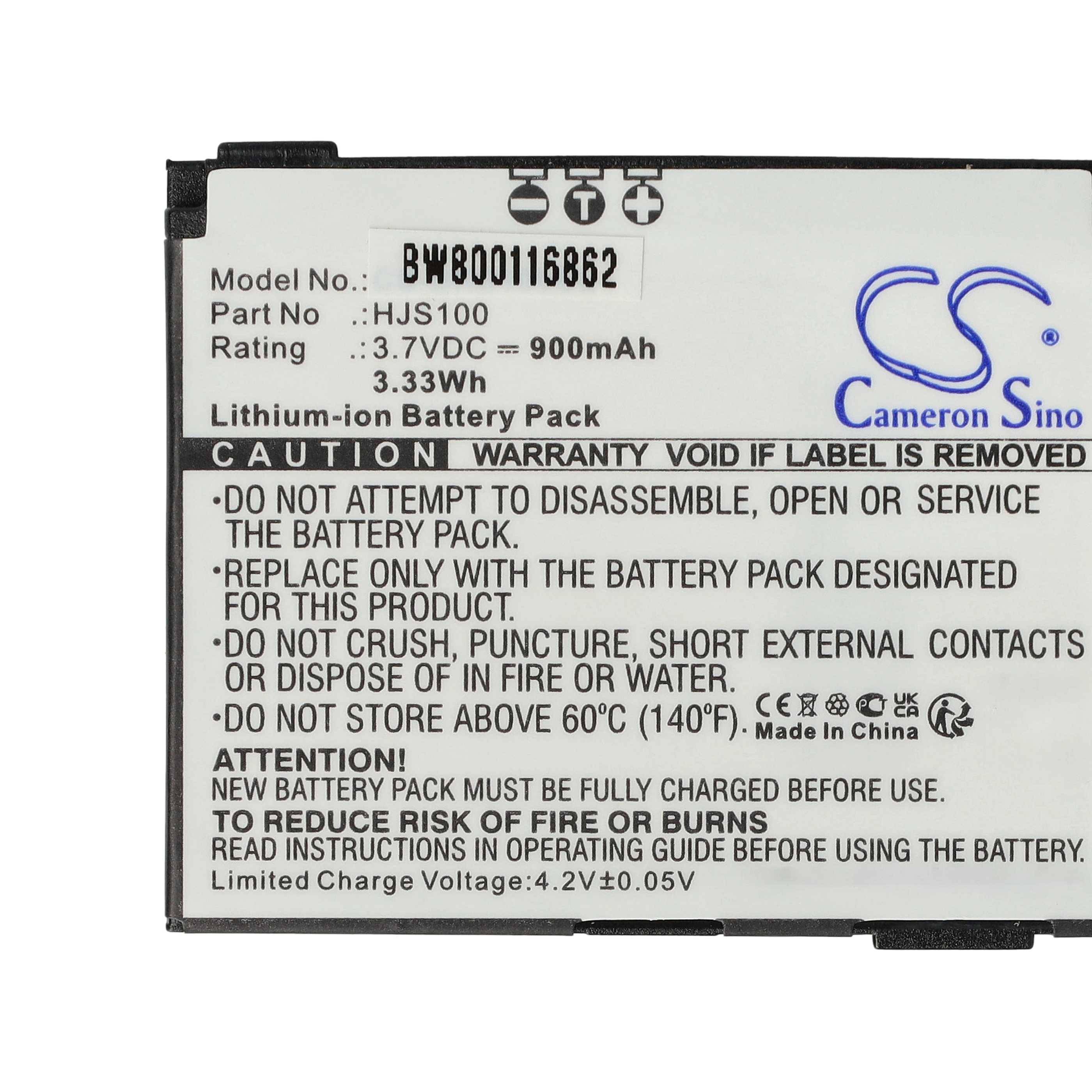 vhbw Akku Ersatz für Becker 338937010208 für GPS Navigation Navi (900mAh, 3,7V, Li-Ion)