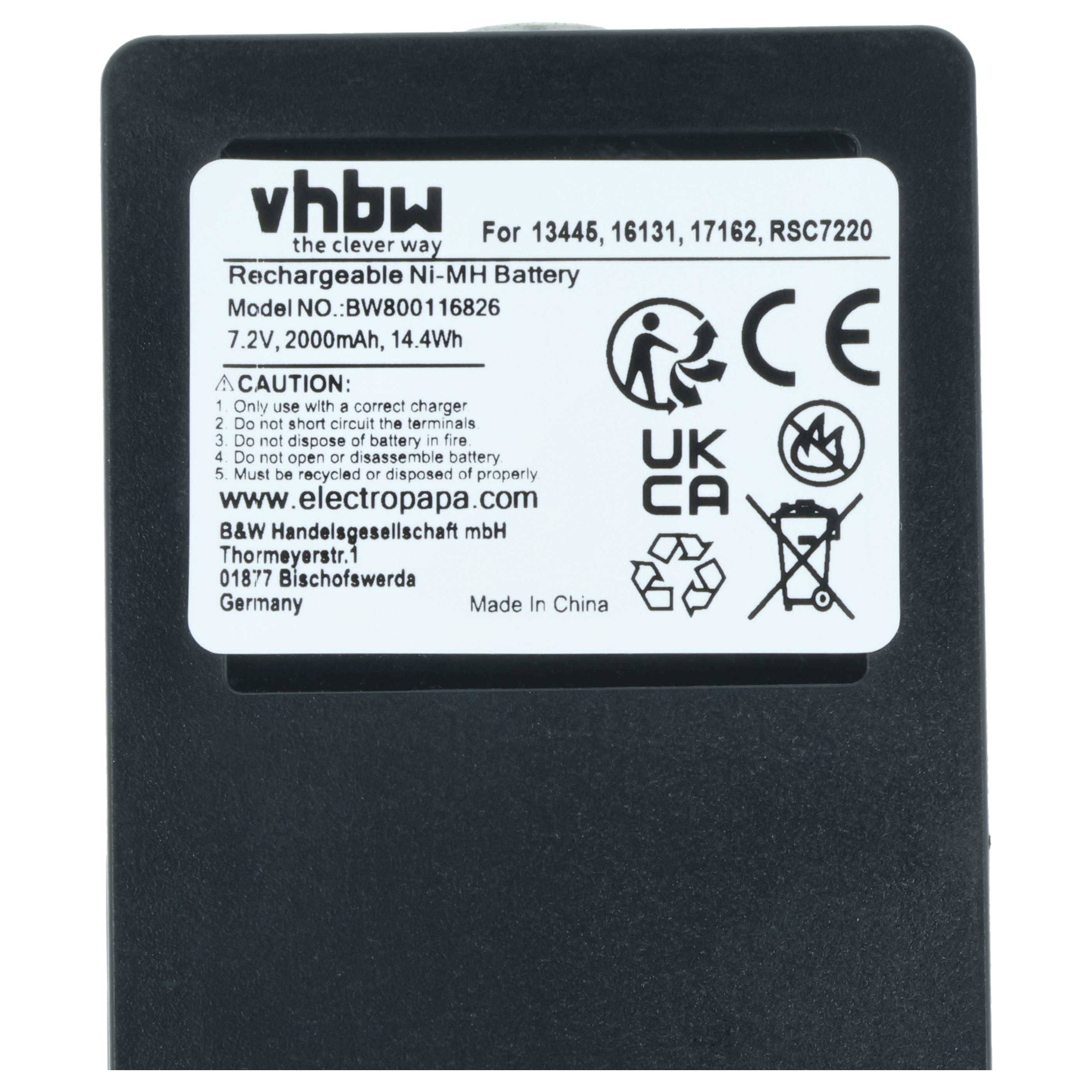 vhbw Akku kompatibel mit Palfinger Scanreco 960, 592, 590,, 790, BS590 Industrie-Funkfernsteuerung Fernbedienung (2000 mAh, 7,2 V, NiMH) - Schwarz