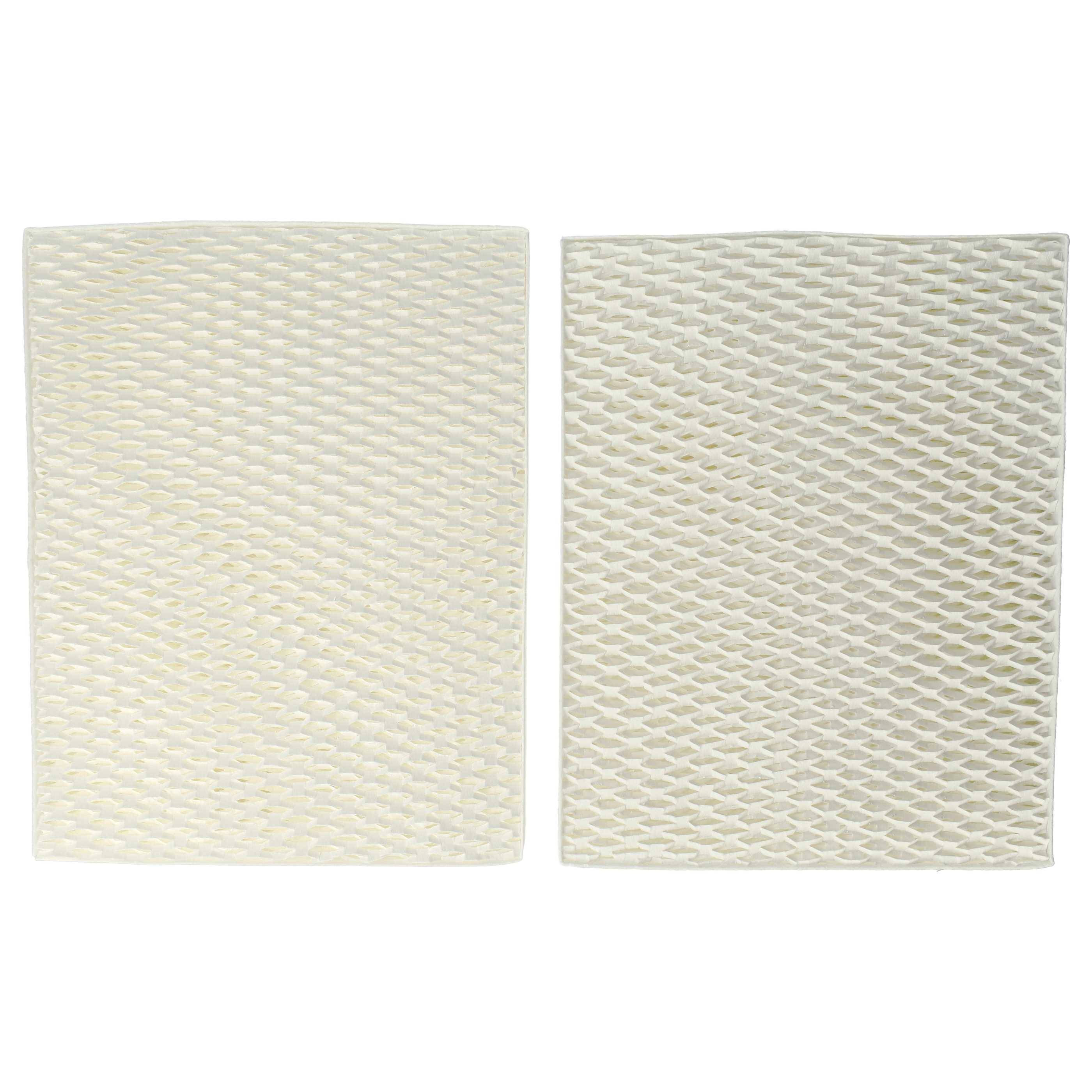 Zwei beige, rechteckige Luftfiltermatten mit strukturiertem Wabenmuster zur Verwendung in Luftbefeuchtern oder Luftreinigern.