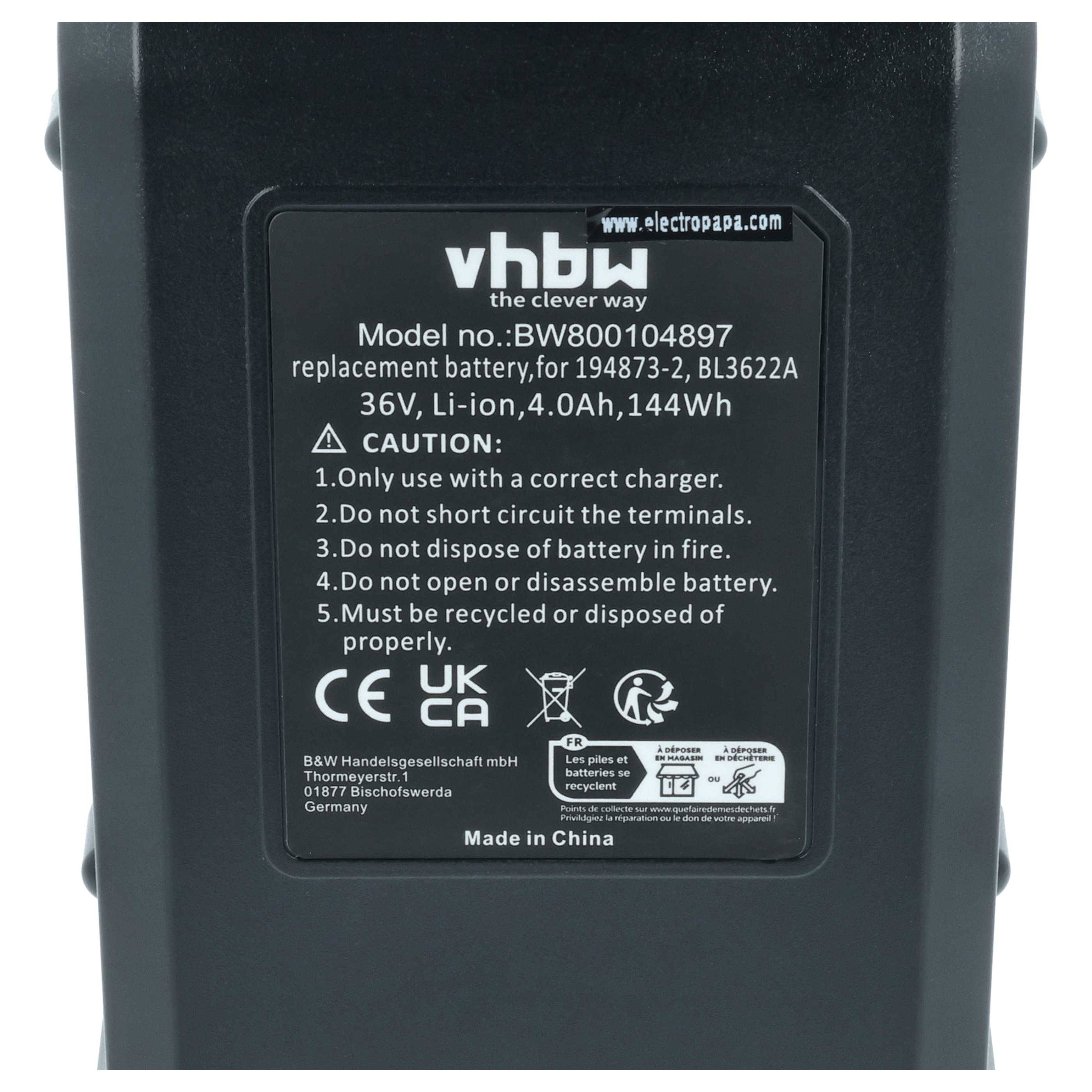 vhbw 2x Akku kompatibel mit Makita UC250DZ, UC250DWBEP, UC250DWBE, UH550D, UH550, UC250DWB, UC250D Werkzeug (4000 mAh, Li-Ion, 36 V)