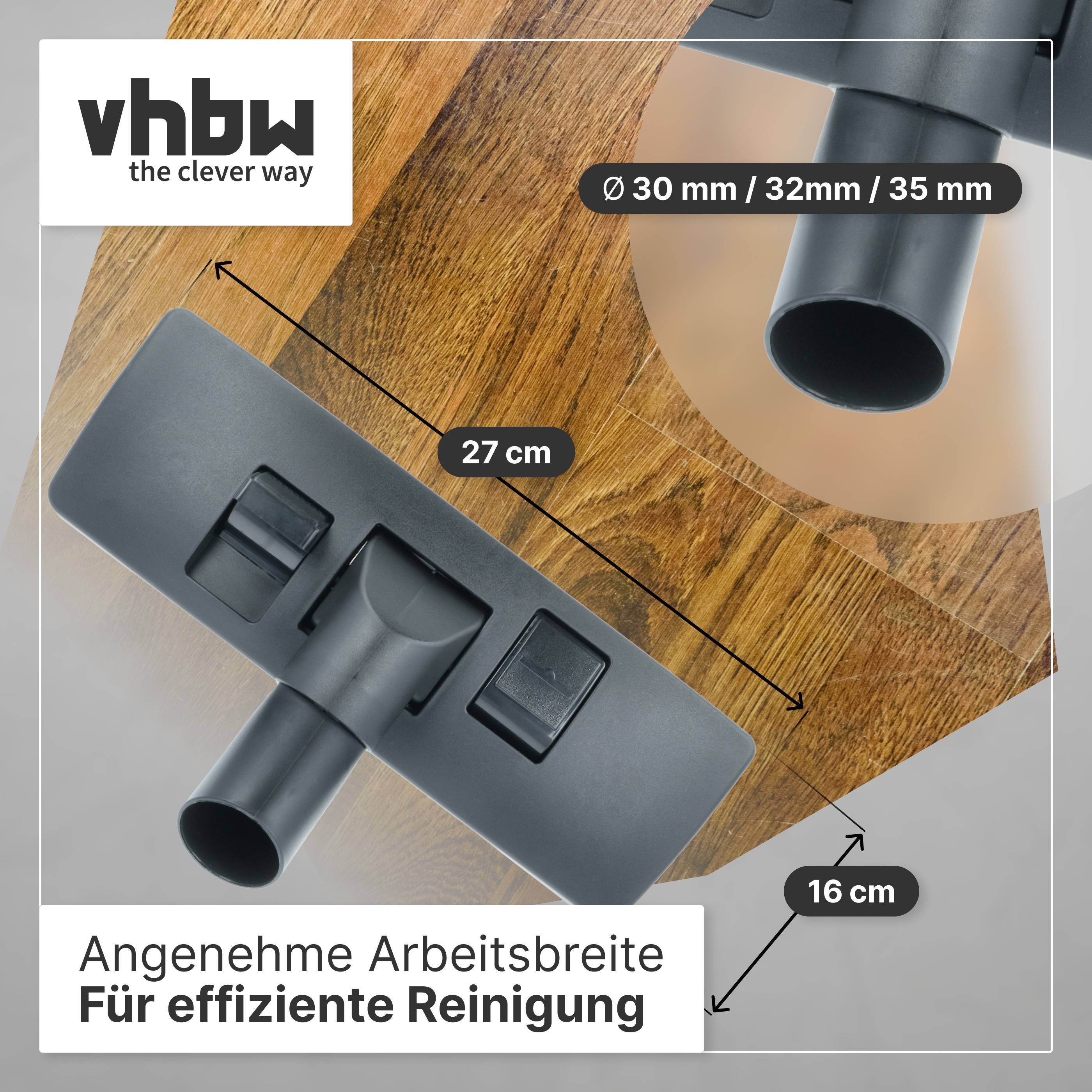 vhbw Bodendüse Typ 32 mit 35mm-Anschluss & Adapter-Set kompatibel mit Bosch BSG71810GB/04, BSG71810GB/07, BSG71810IL/01, BSG71810IL/03 Staubsauger