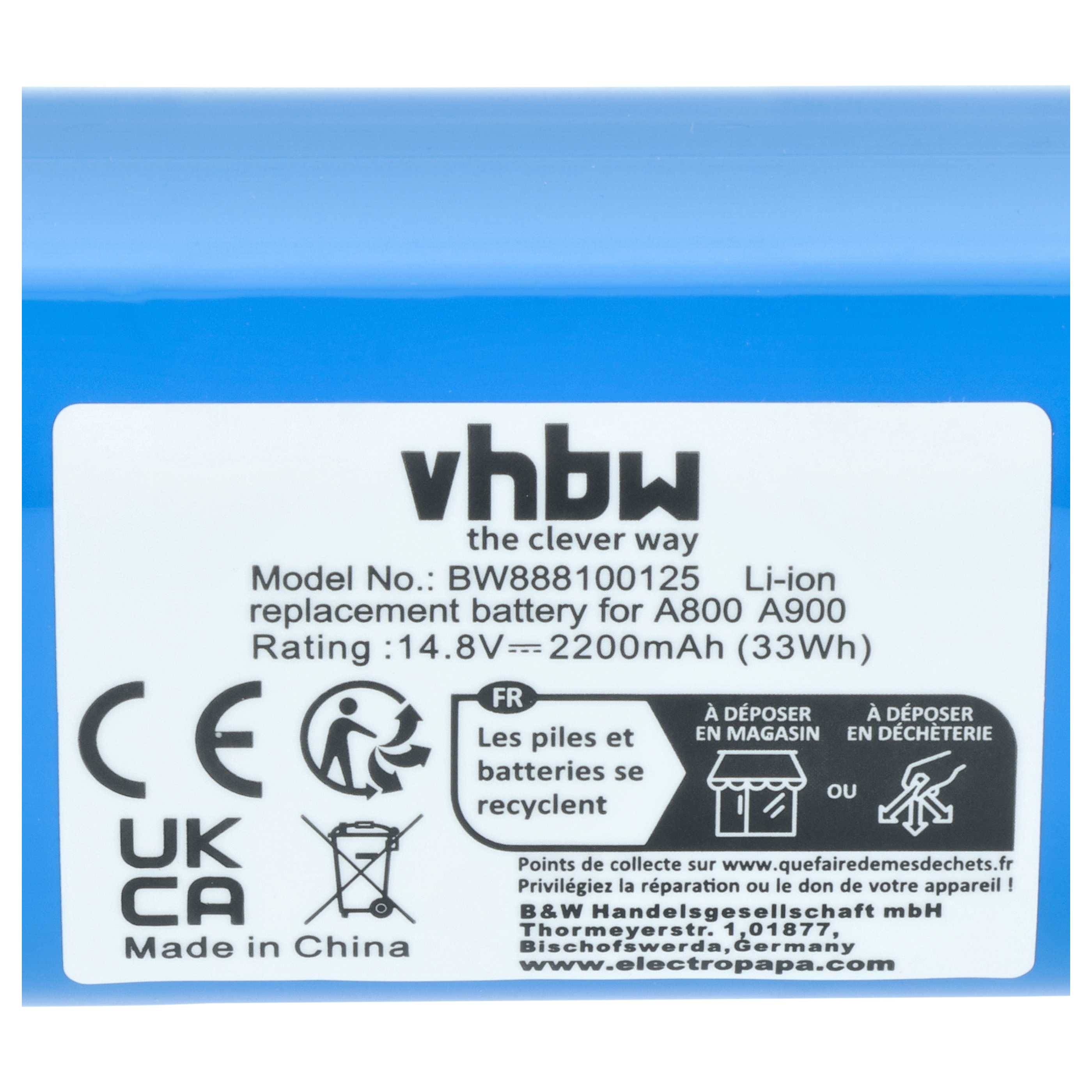 vhbw Akku kompatibel mit Proscenic 850T Staubsauger (2200 mAh, 14,8 V, Li-Ion)