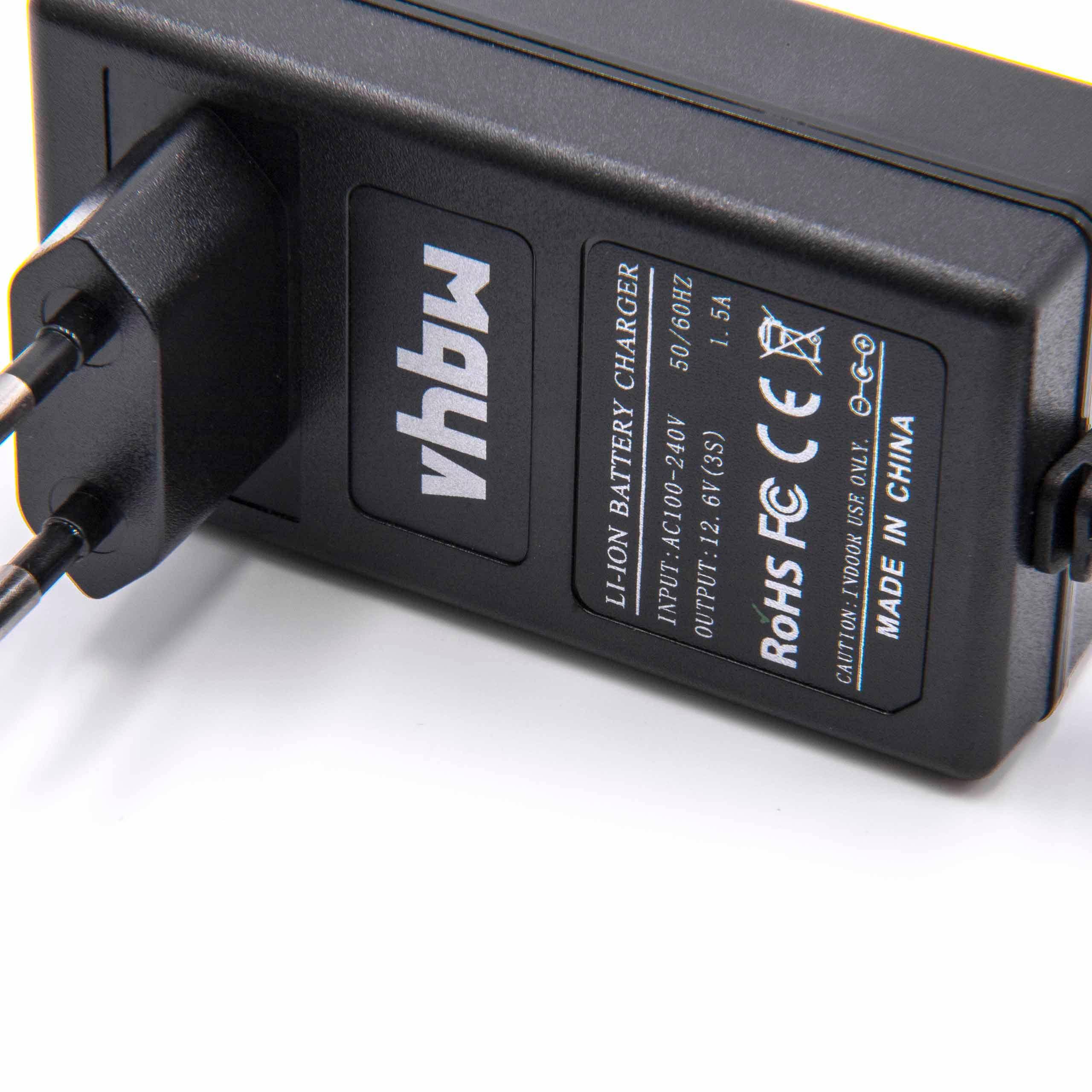 Ein schwarzes Lithium-Ionen-Akkuladegerät mit der Bezeichnung „vhbw