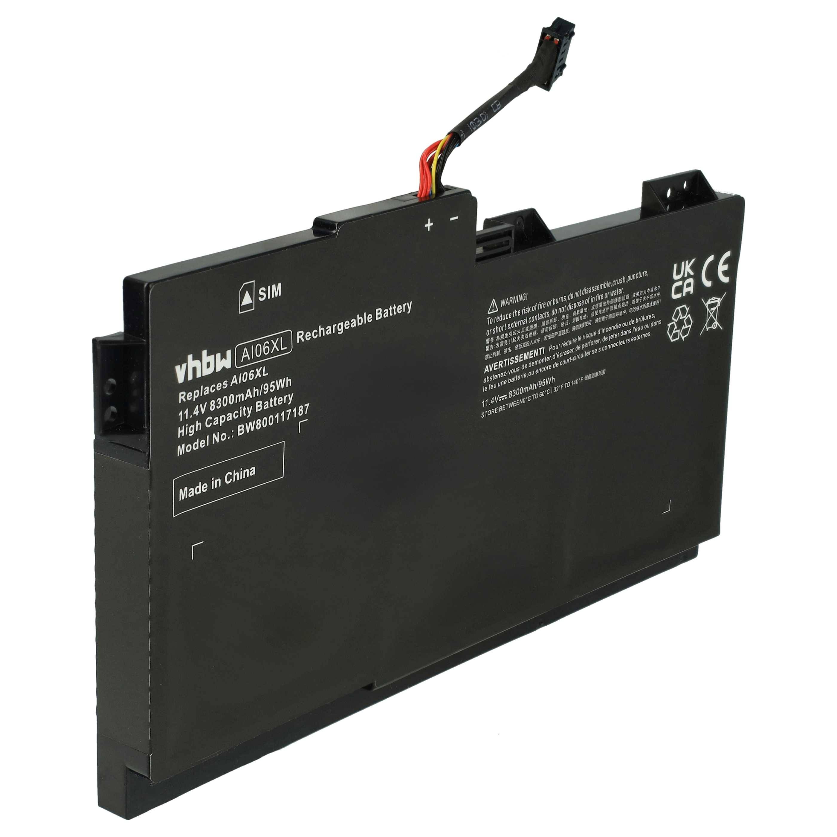 vhbw Akku kompatibel mit HP ZBook 17 G3 T7V64ET, 17 G3 T7V65ET, 17 G3 T7V67EA, 17 G3 TZV66eA Notebook (8300 mAh, 11,4 V, Li-Polymer)