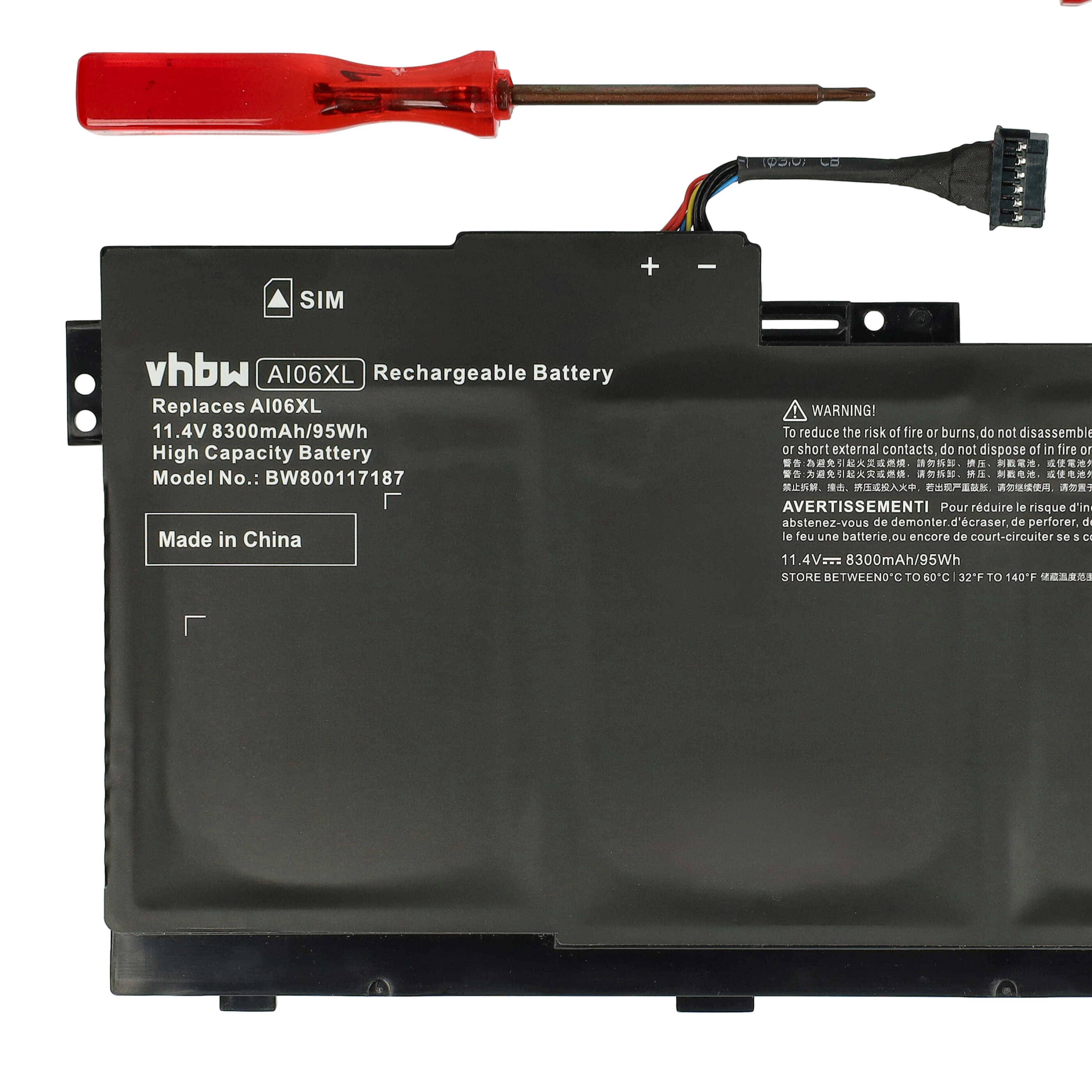 vhbw Akku kompatibel mit HP ZBook 17 G3 T7V64ET, 17 G3 T7V65ET, 17 G3 T7V67EA, 17 G3 TZV66eA Notebook (8300 mAh, 11,4 V, Li-Polymer)