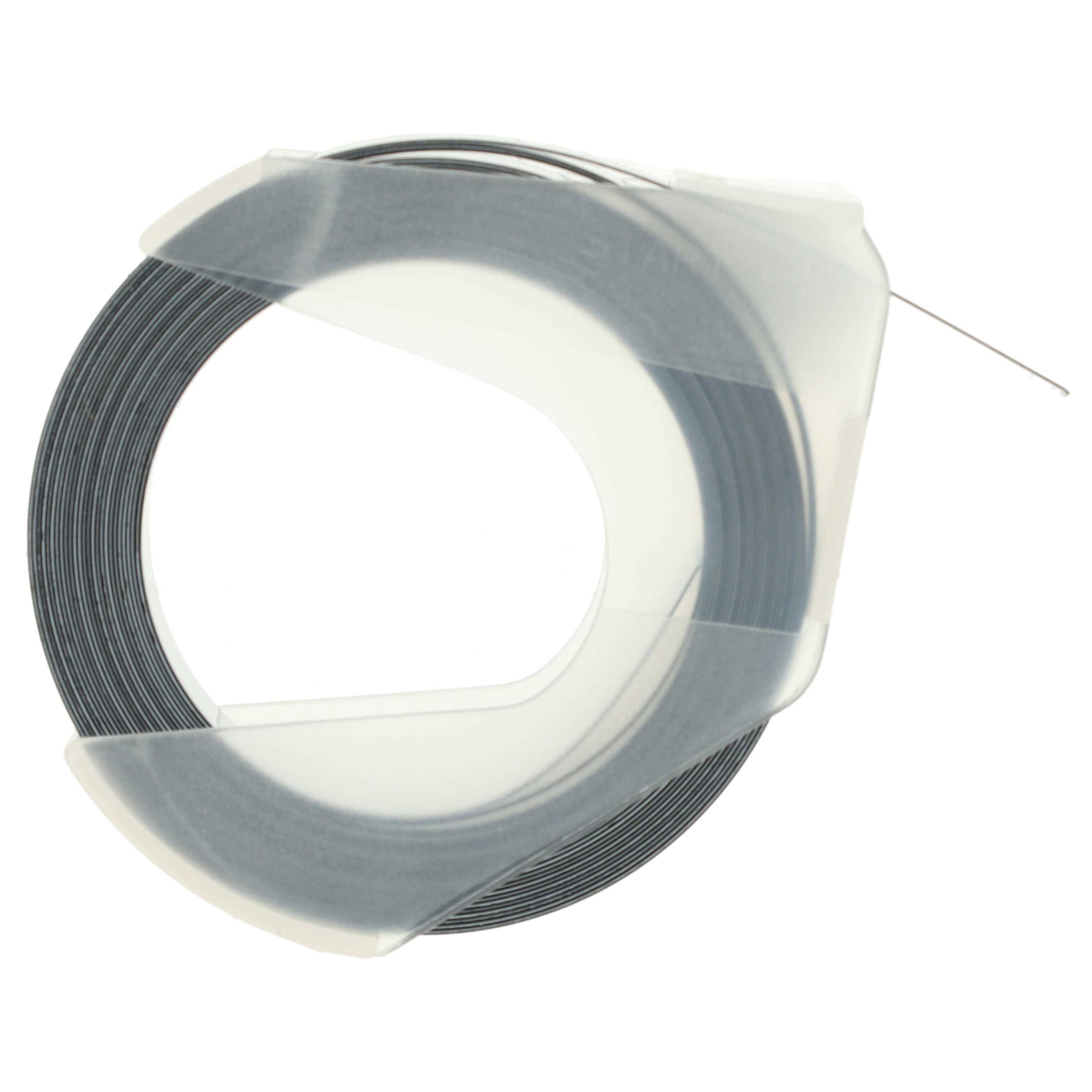 vhbw 3D Prägeband-Schriftband-Kassette Ersatz für Dymo S0898130, 520109, 0898130 für Etiketten-Drucker 9mm Weiß auf Schwarz