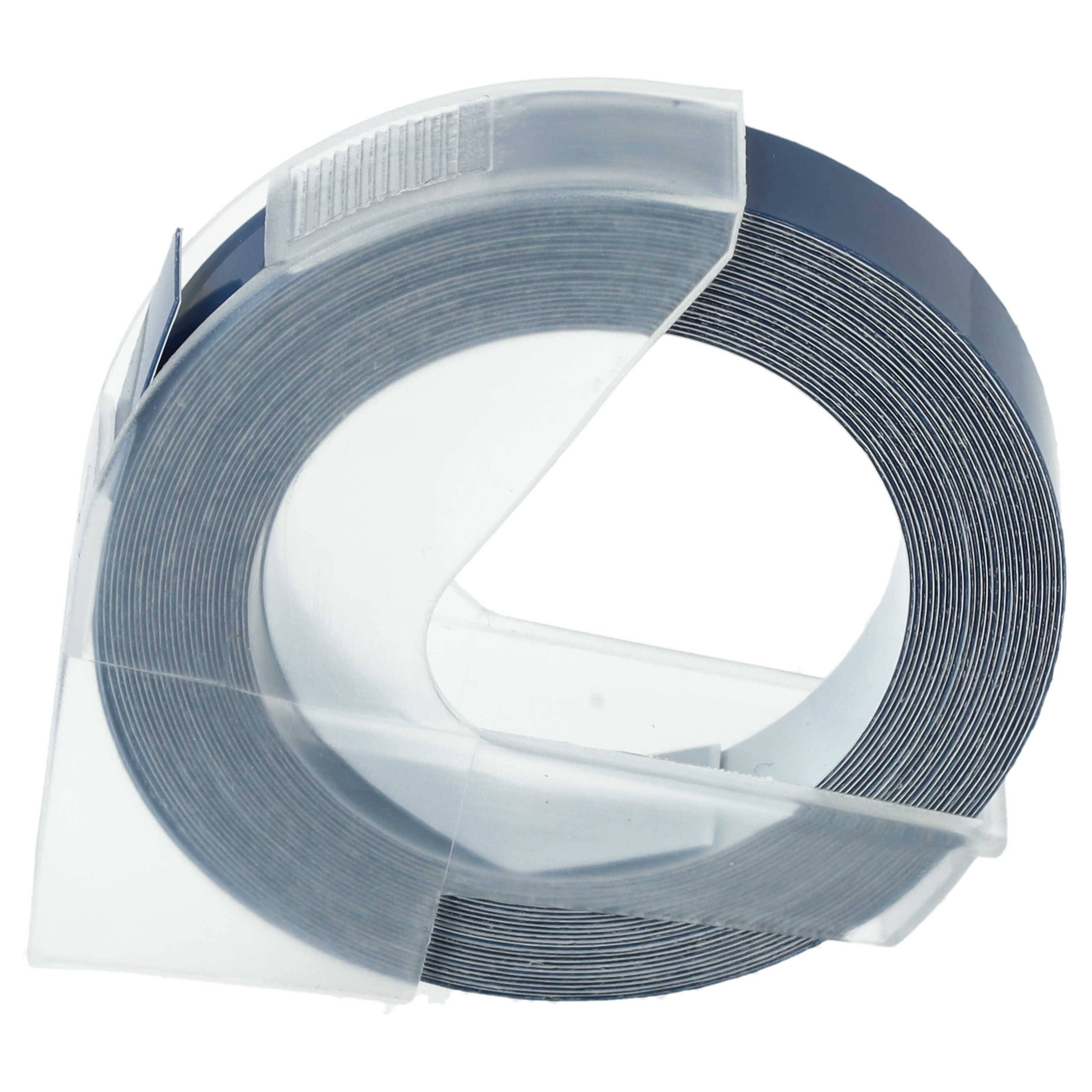 vhbw 3D Prägeband-Schriftband-Kassette kompatibel mit Typo Clic Etiketten-Drucker 3m x 9mm Weiß auf Blau