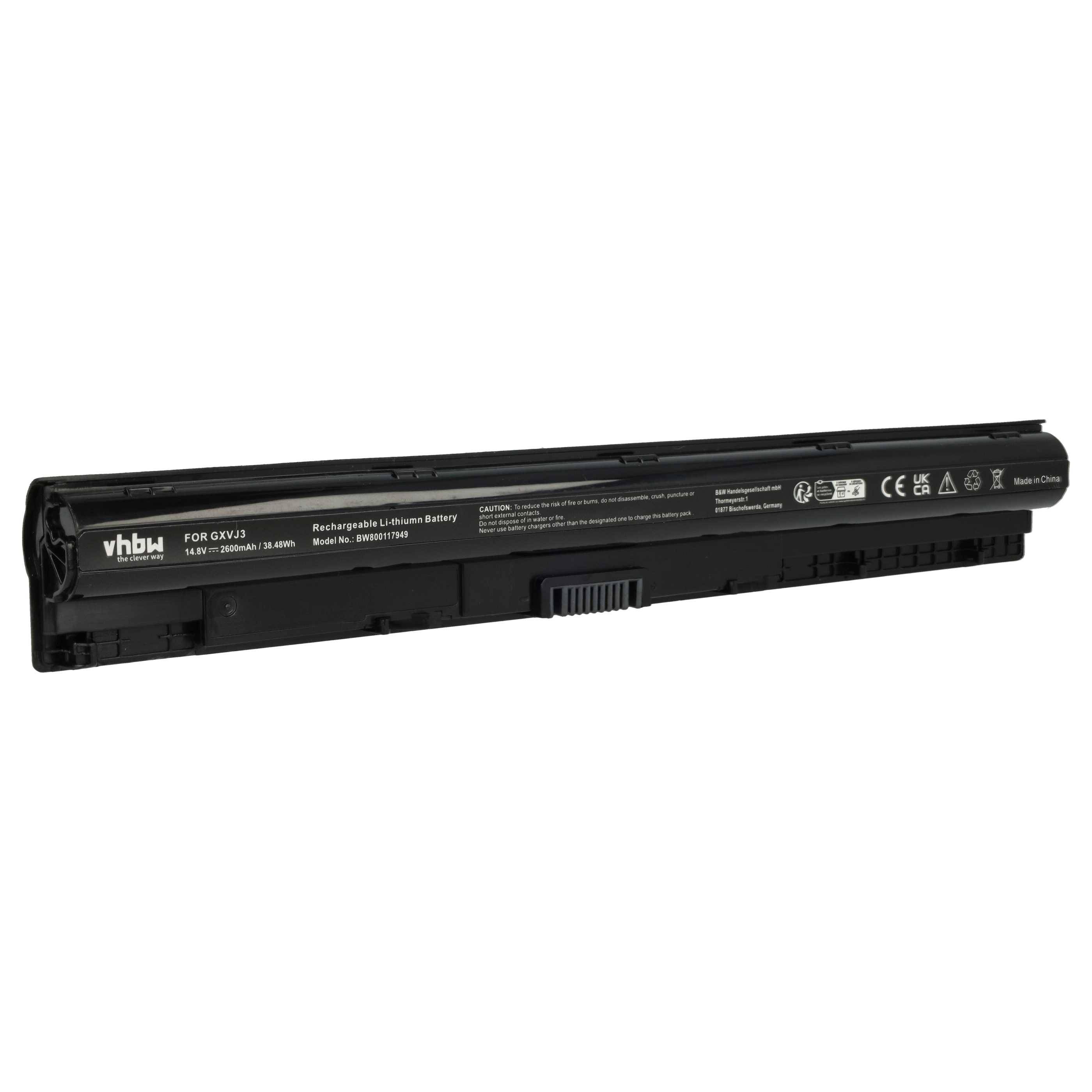 vhbw Akku kompatibel mit Dell Inspiron 3467, 17-5759, 3452, 3551, 3451, 3465, 3458, 3462, 17 5759 Notebook (2600 mAh, 14,8 V, Li-Ion)