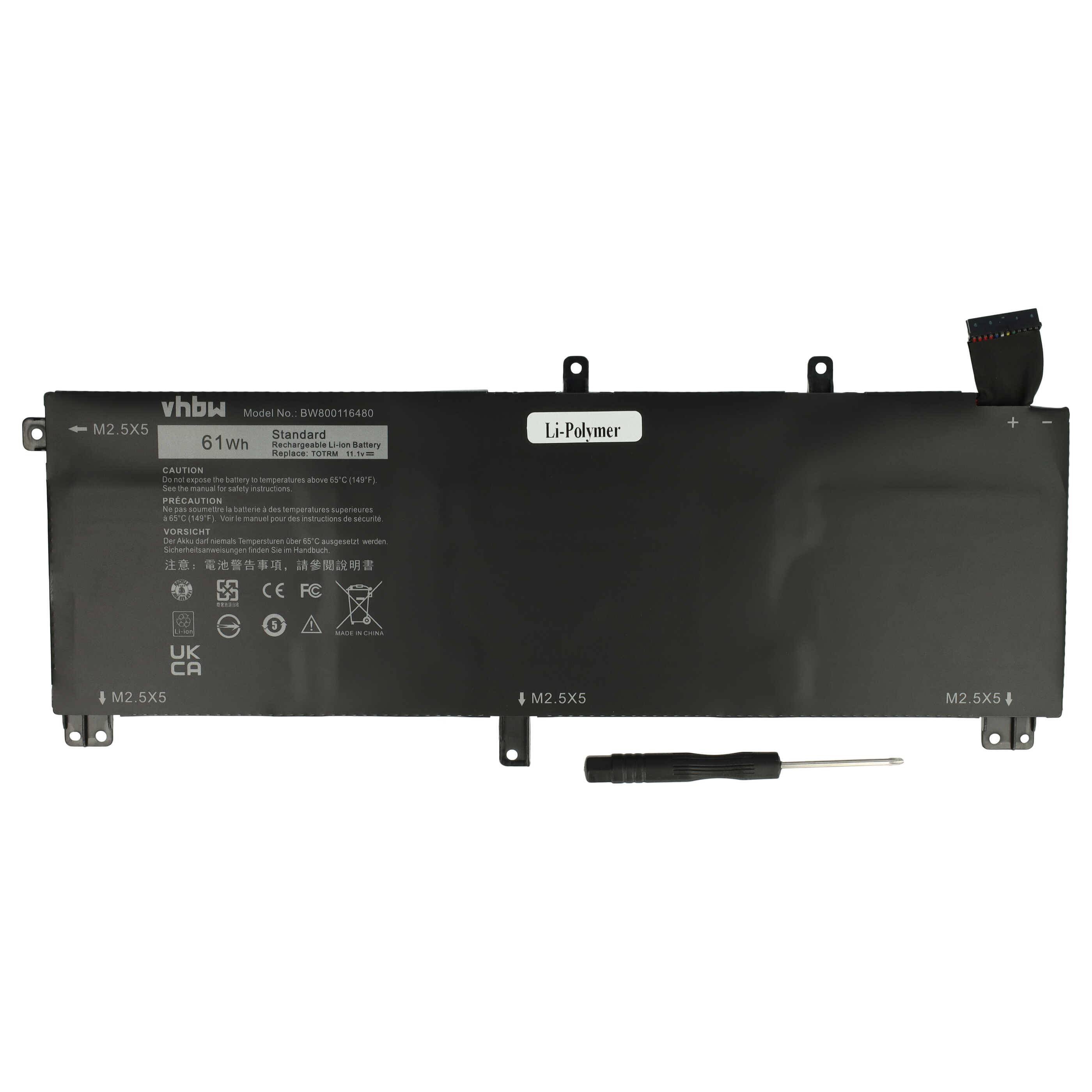 vhbw Akku kompatibel mit Dell Precision M3800 Notebook (5400 mAh, 11,1 V, Li-Polymer)