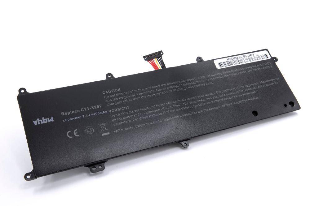vhbw Akku kompatibel mit Asus VivoBook S200E-RBCLT09, S200E-RHI3T73, S200L3217E, S200E-DB31T Notebook (4400 mAh, 7,4 V, Li-Polymer)