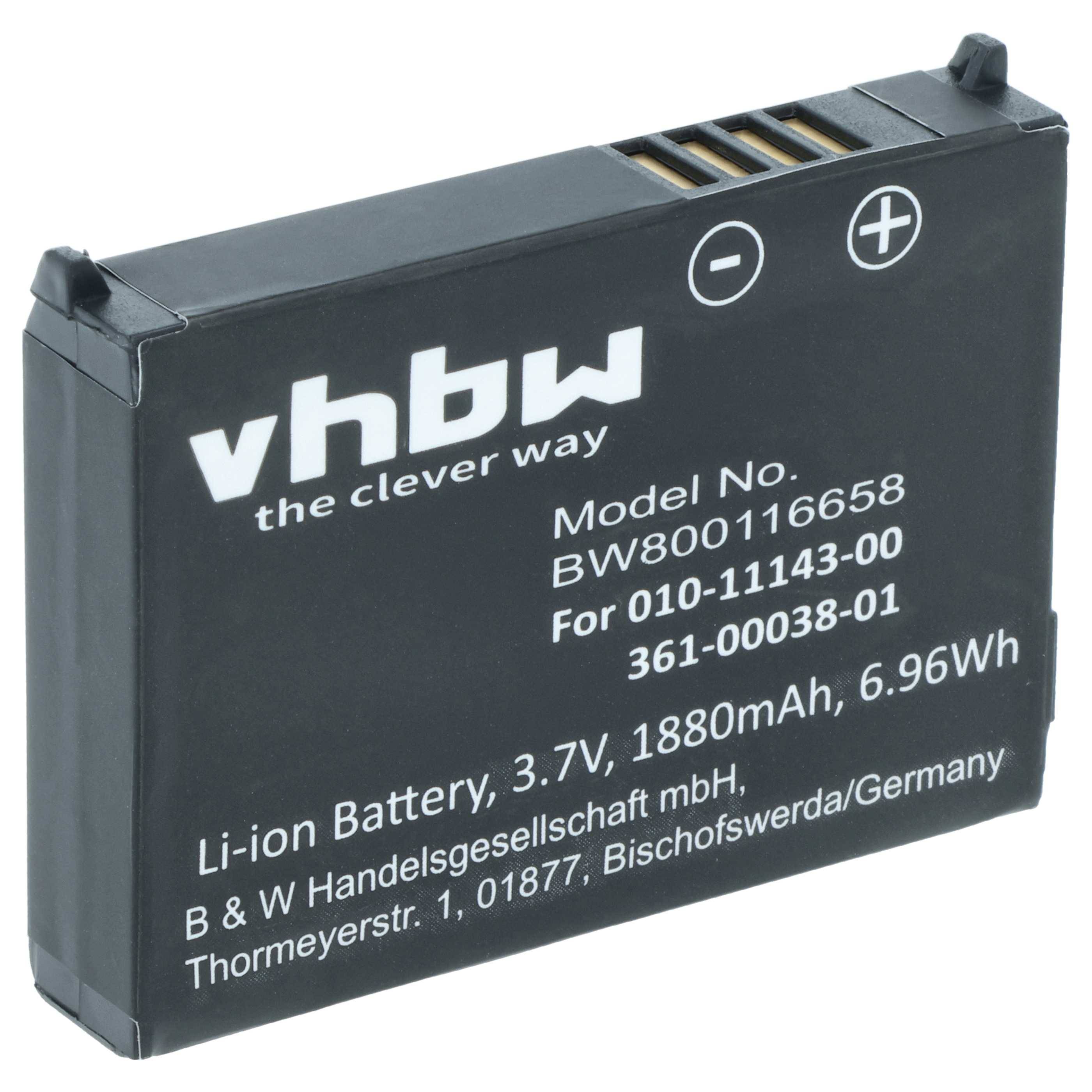 Ein rechteckiger vhbw Lithium-Ionen-Akku mit einer Spannung von 3,7V, einer Kapazität von 1880mAh und einer Energie von 6,96Wh.