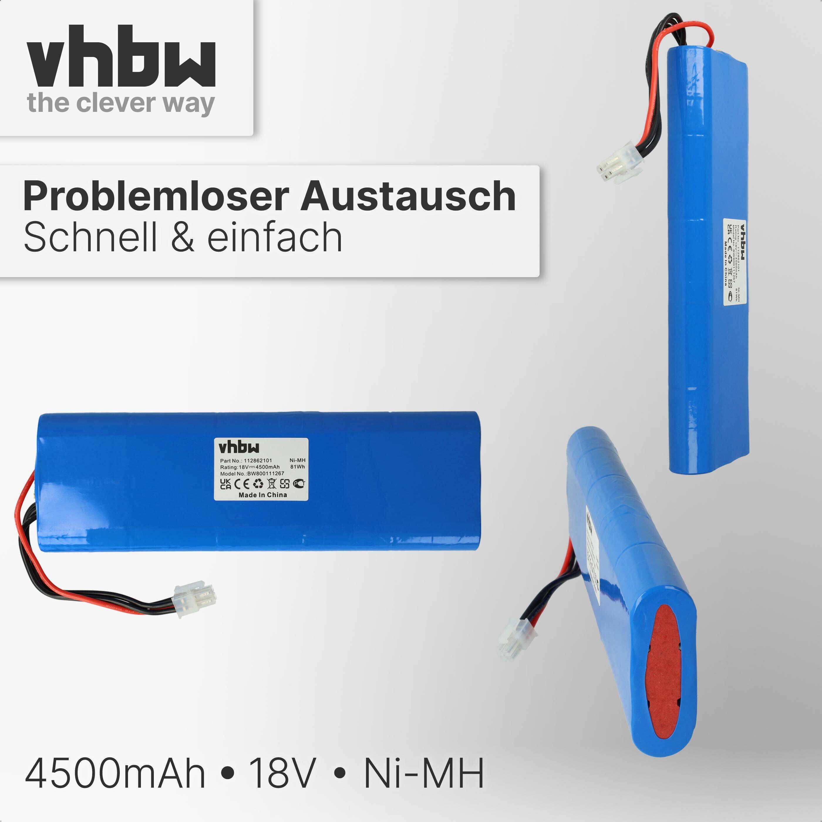 vhbw Akku Ersatz für Husqvarna 540059601, 540059602, AU-18C, AU-18V für Rasenmäher (4500mAh, 18V, NiMH)
