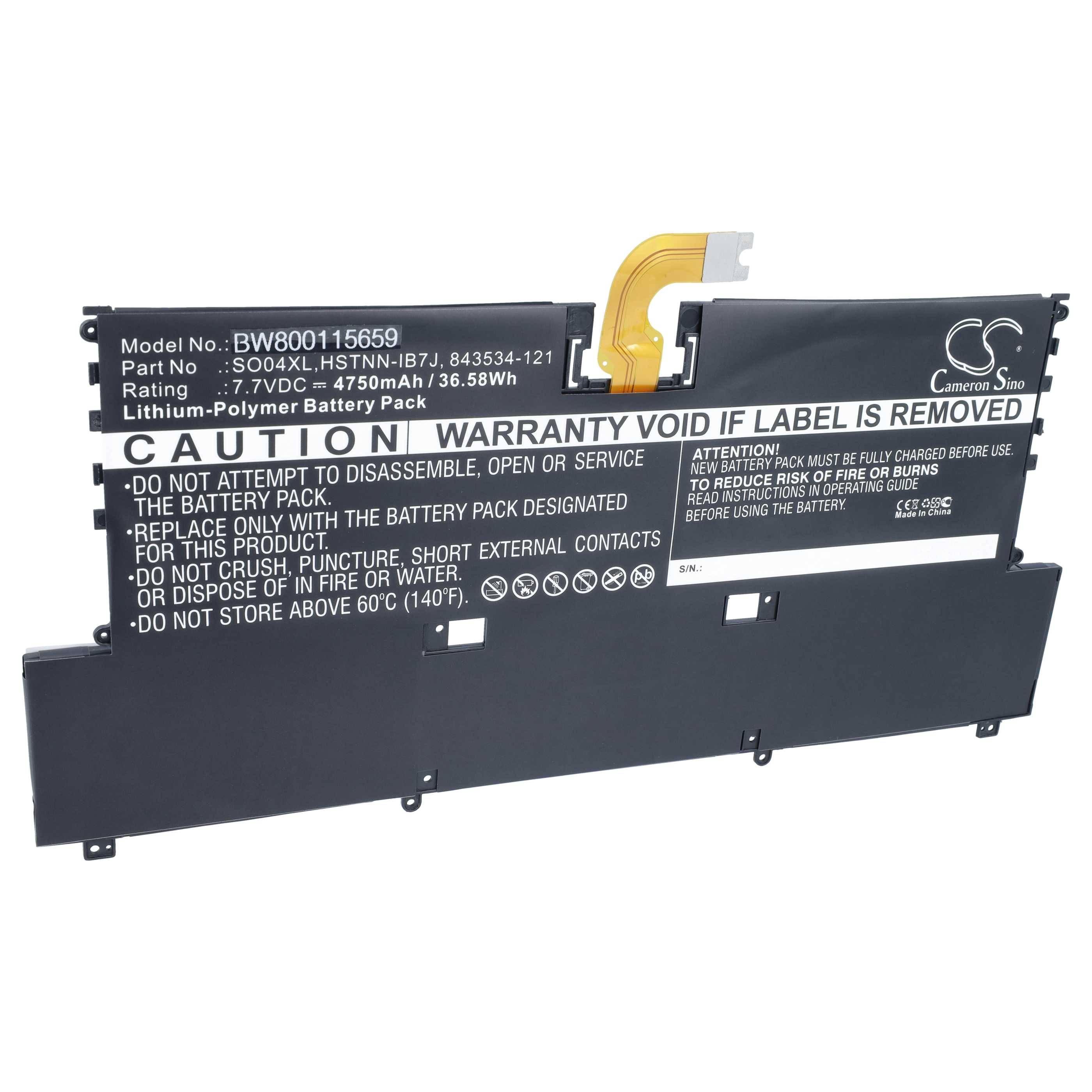 vhbw Akku kompatibel mit HP Spectre 13-V000NG | 13-V000NA, 13-V000 Notebook (4750 mAh, 7,7 V, Li-Polymer)