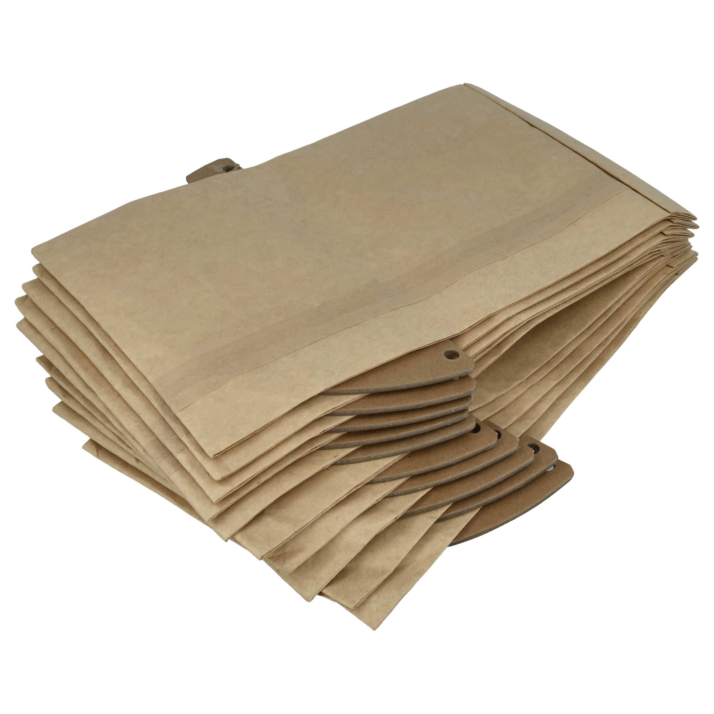Ein Stapel brauner Papiertüten, flach übereinander gelegt, typischerweise für Lebensmittel oder Verpackungen verwendet, auf einem weißen Hintergrund.