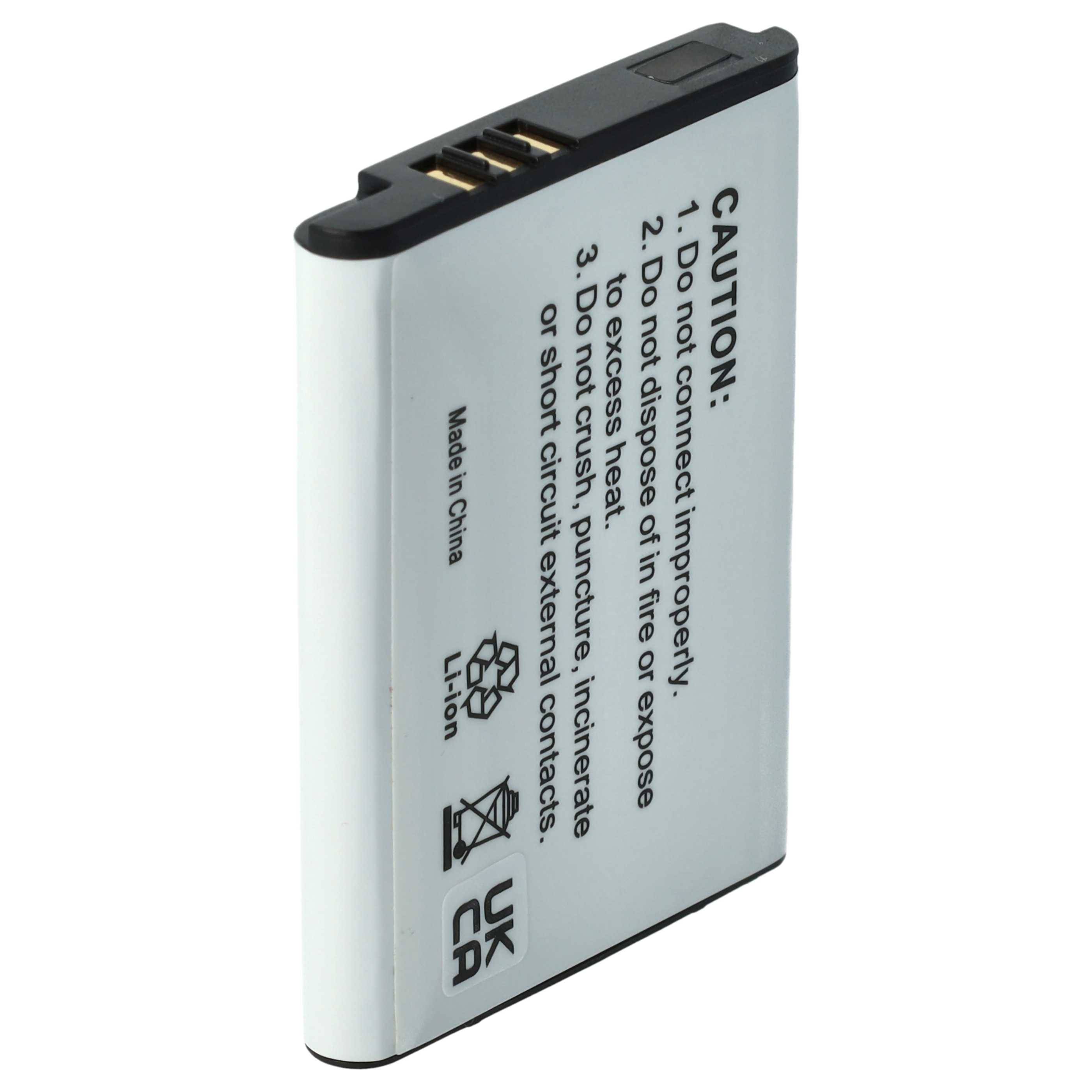 Wiederaufladbares Silber-Lithium-Ionen-Batteriepack mit Warnschild und Metallkontakten oben