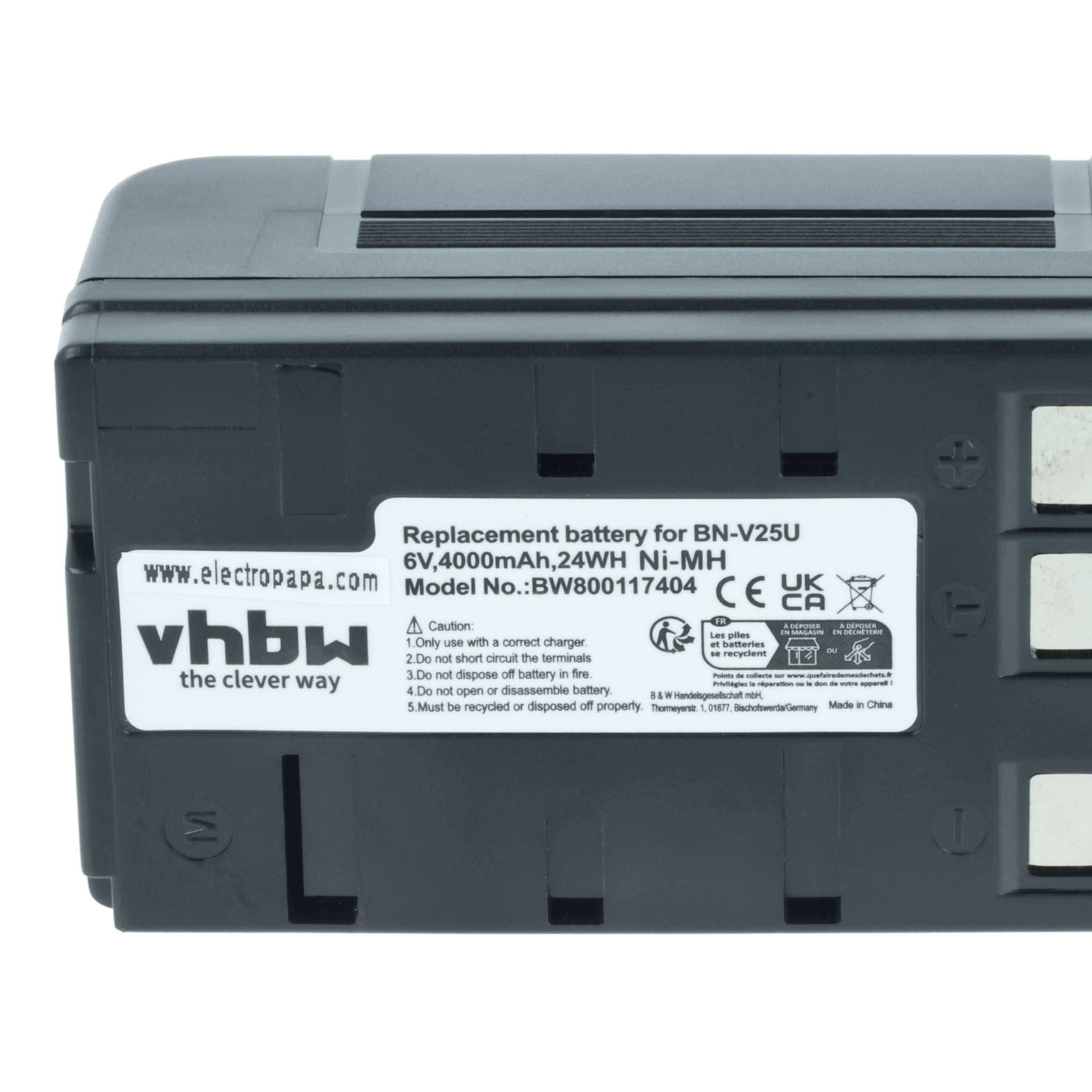 vhbw Akku kompatibel mit Panasonic NV-R50E, NV-R500EW, NV-RJ16, NV-R65E, NV-R30E, NV-R500EN, NV-R33, NV-R500 Kamera (4000 mAh, 6 V, NiMH)
