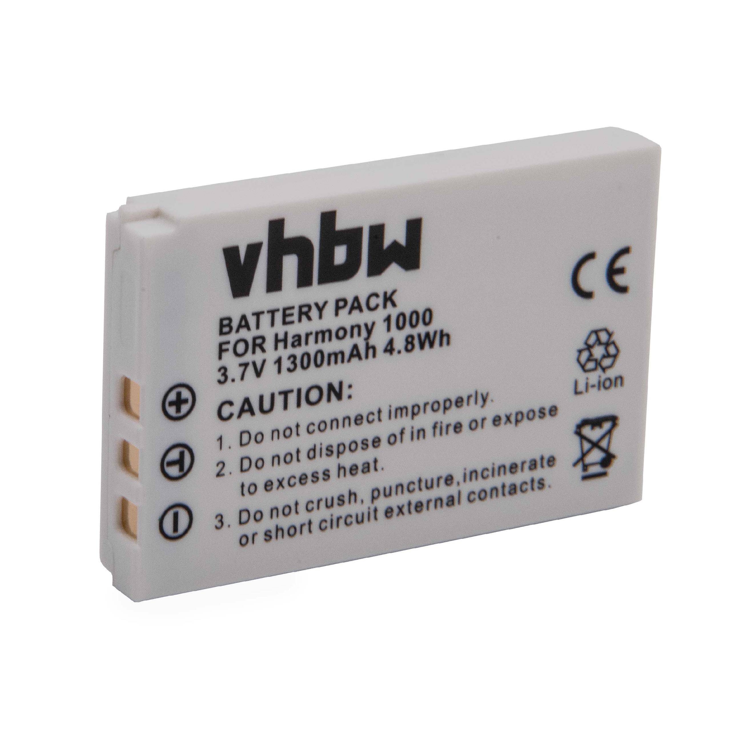 vhbw Akku kompatibel mit Logitech Harmony 1100 Remote, 1000 Remote, 1100i Remote Fernbedienung Remote Control (1300 mAh, 3,7 V, Li-Ion)