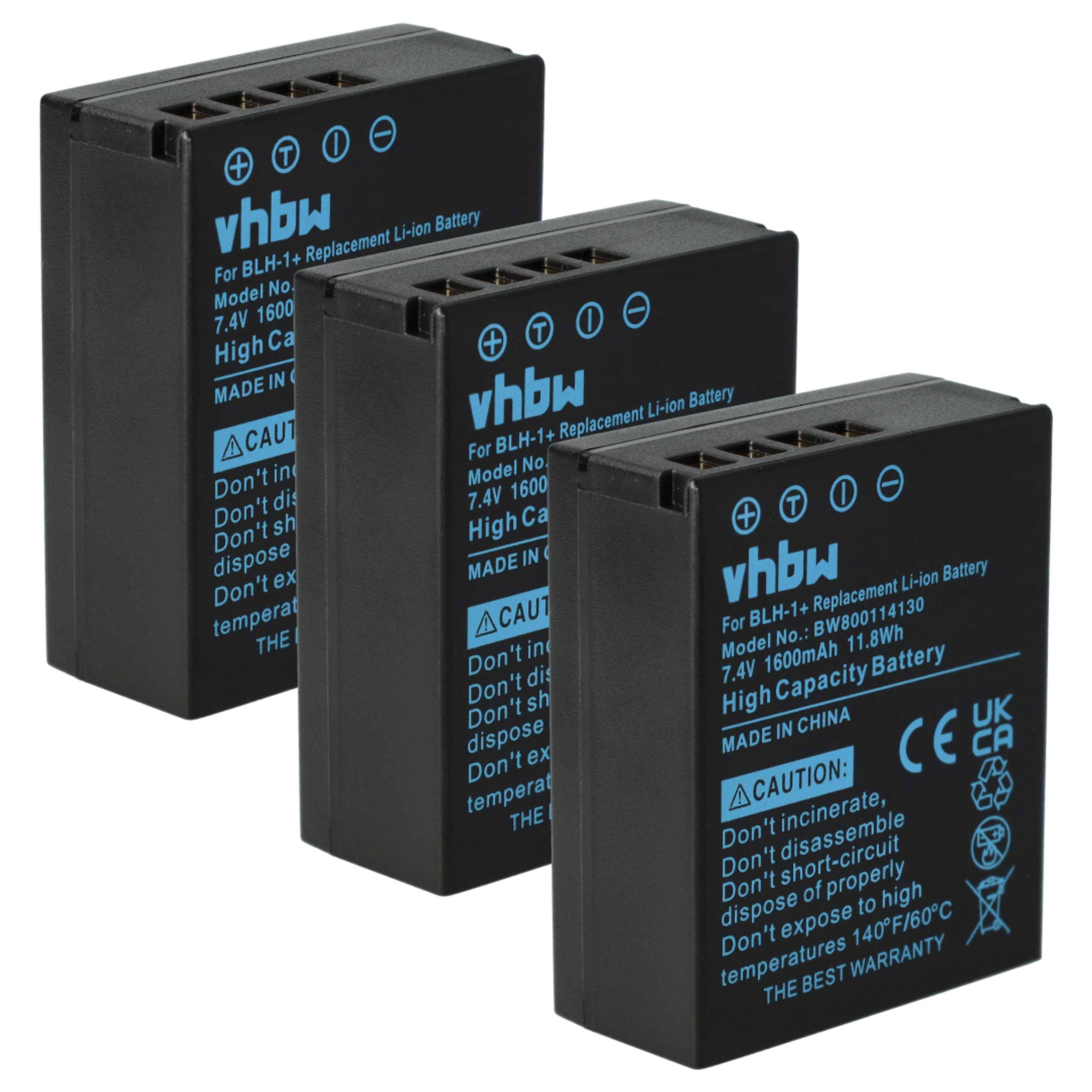 vhbw 3x Akku kompatibel mit Olympus OM-D E-M1 Mark III Kamera (1600 mAh, 7,4 V, Li-Ion)