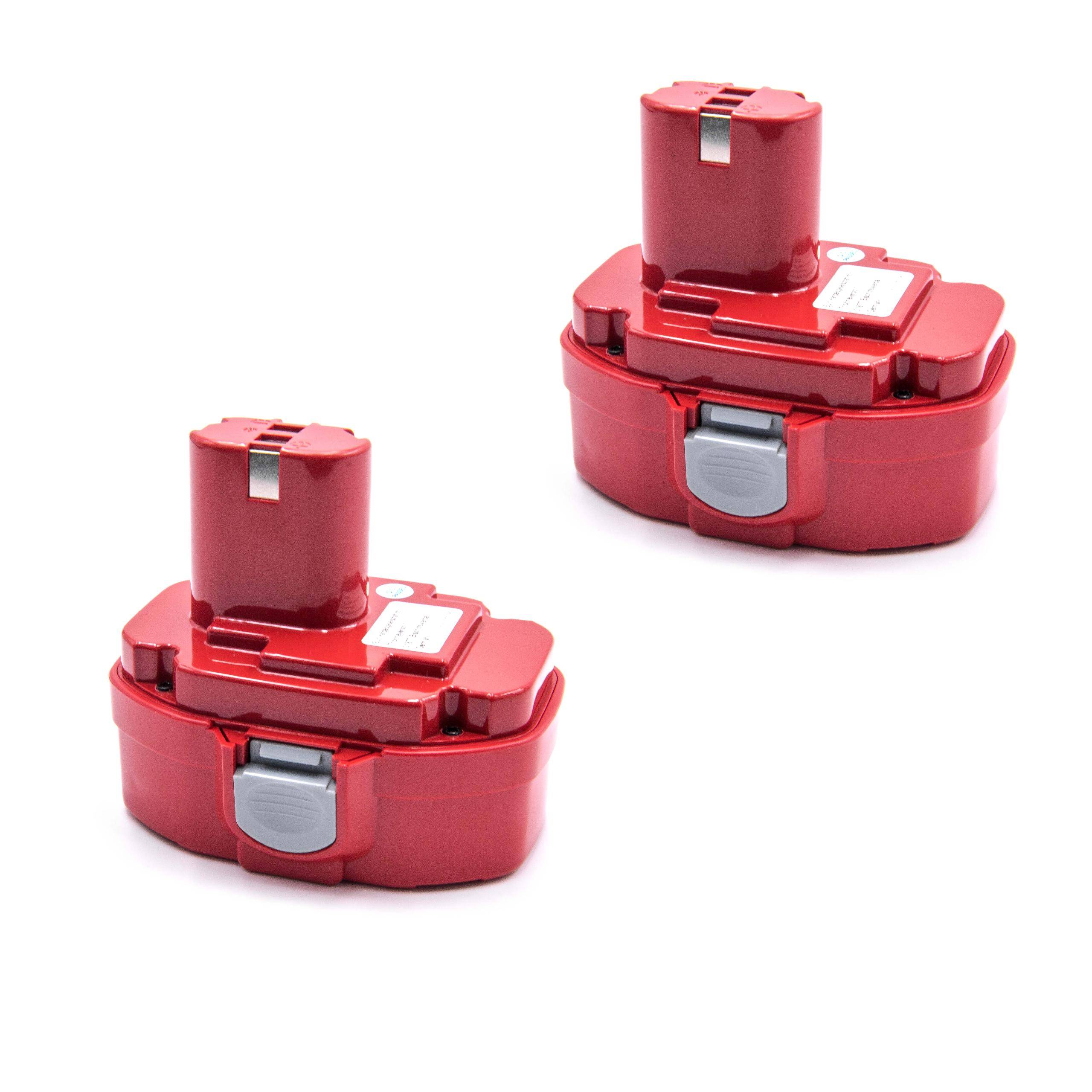 vhbw 2x Akku kompatibel mit Makita 5046DWFE, 5046DWDE, 5621DWA, 5620DWD, 5621RDWA, 5621DWD, 6343D Werkzeug (2000 mAh, NiMH, 18 V)