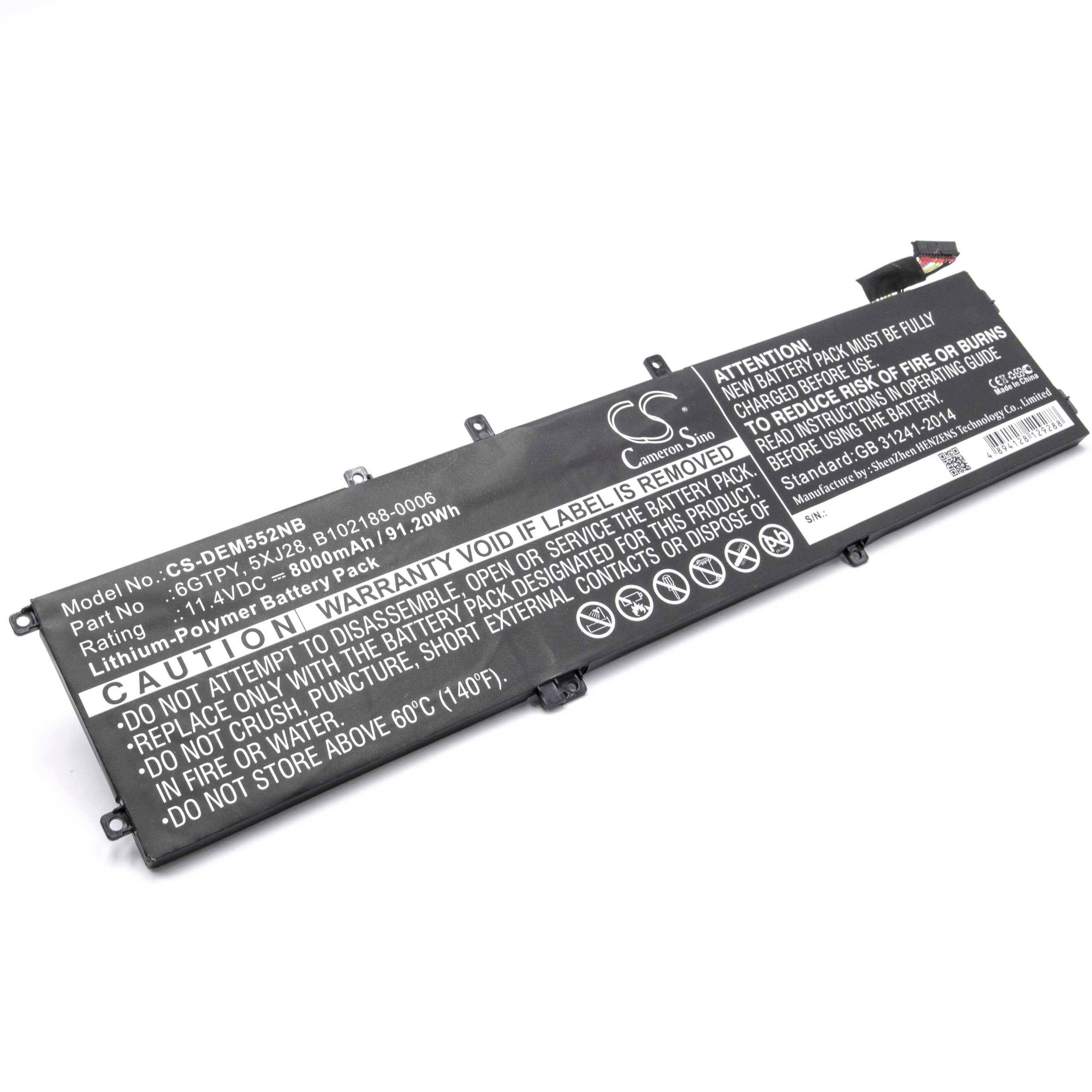 vhbw 1x Akku Ersatz für Dell 05041C, 5D91C, 6GTPY, 5041C, 5XJ28, 0GPM03 für Notebook (8000 mAh, 11,4 V, Li-Polymer)