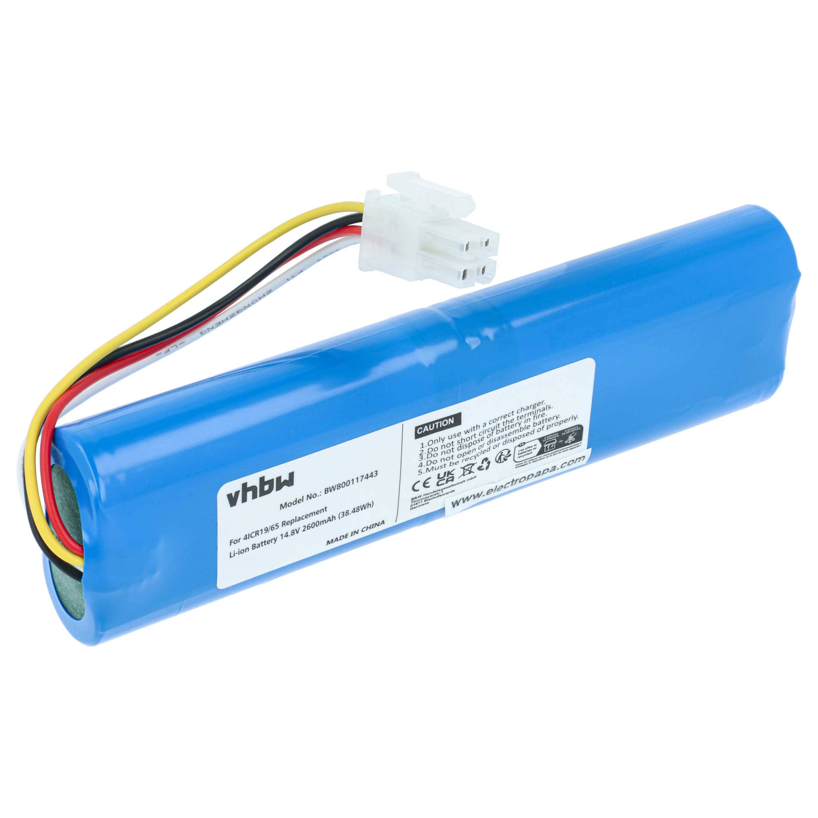 vhbw Akku Ersatz für Philips 4ICR19/65, CP0111/01 für Staubsauger (2600 mAh, 14,8 V, Li-Ion)