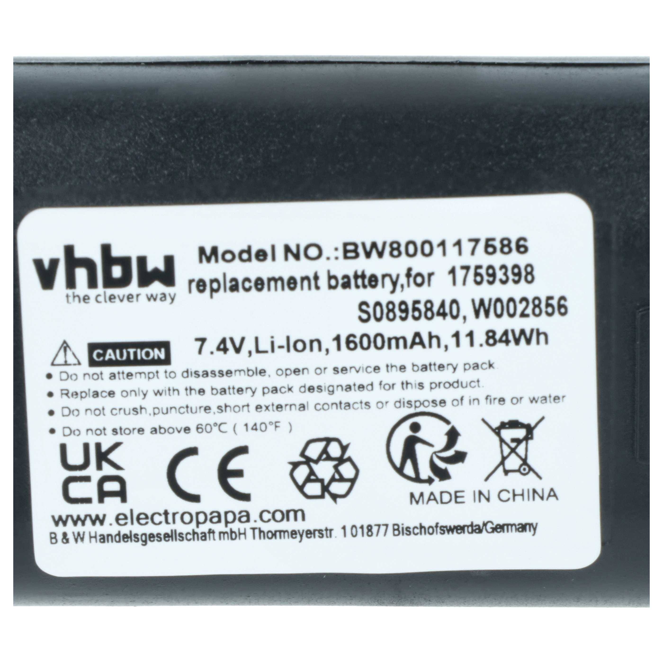 vhbw Akku kompatibel mit Dymo LabelManager 420P, 360D Drucker Kopierer Scanner Etiketten-Drucker (1600 mAh, 7,4 V, Li-Ion)