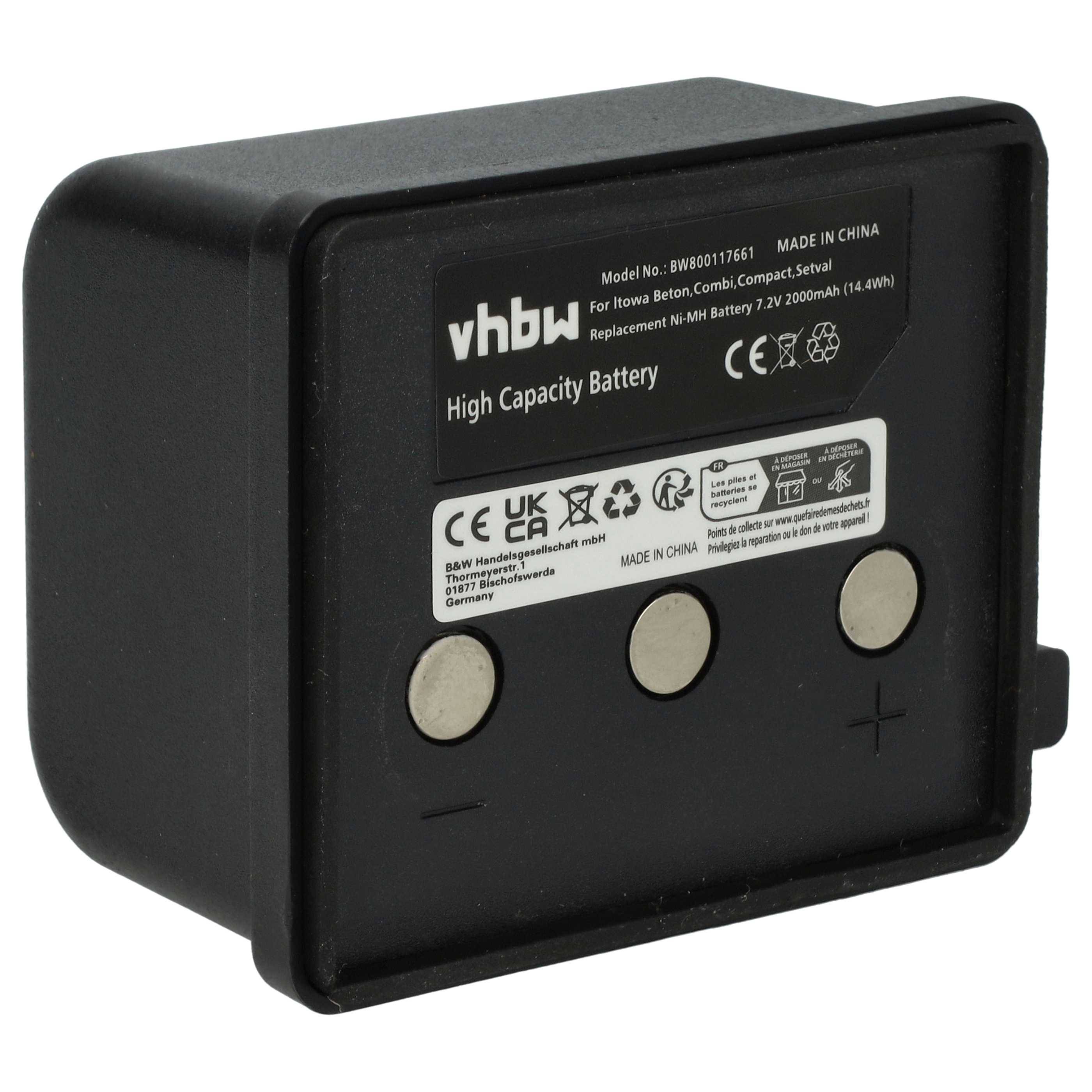 vhbw Akku Ersatz für Itowa BT7223 | BT7223MH für Fernbedienung Remote Control (2000 mAh, 7,2 V, NiMH)