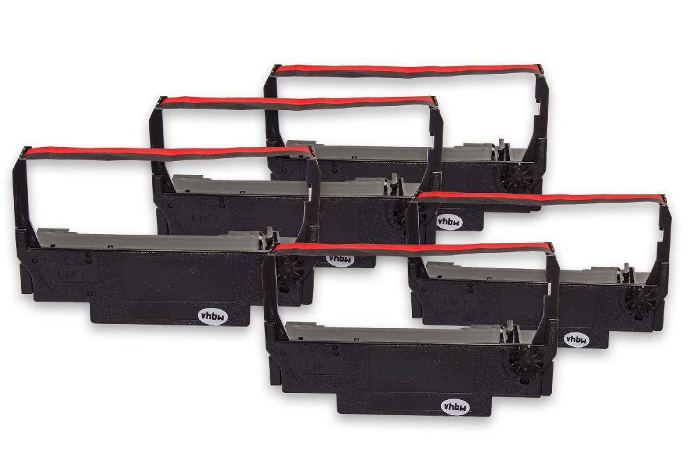 vhbw 5x Farbband Schriftband kompatibel mit Nikko NK 400, NK 400 MF Nadeldrucker, Bondrucker - Schwarz, Rot