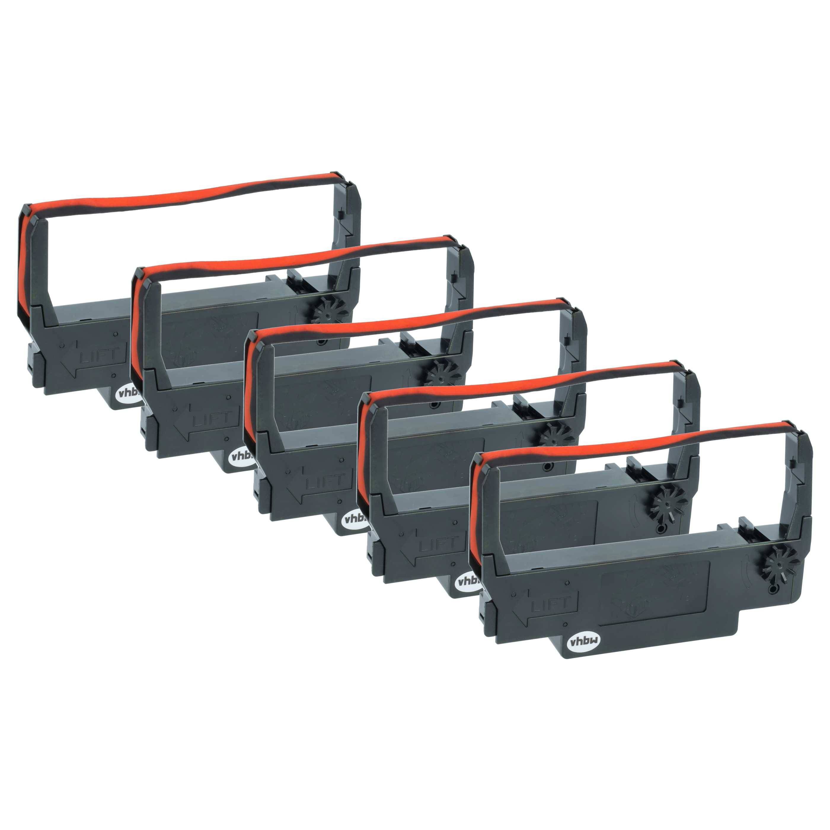 vhbw 5x Farbband Schriftband kompatibel mit Towa R 1, 1420 Nadeldrucker, Bondrucker - Schwarz, Rot