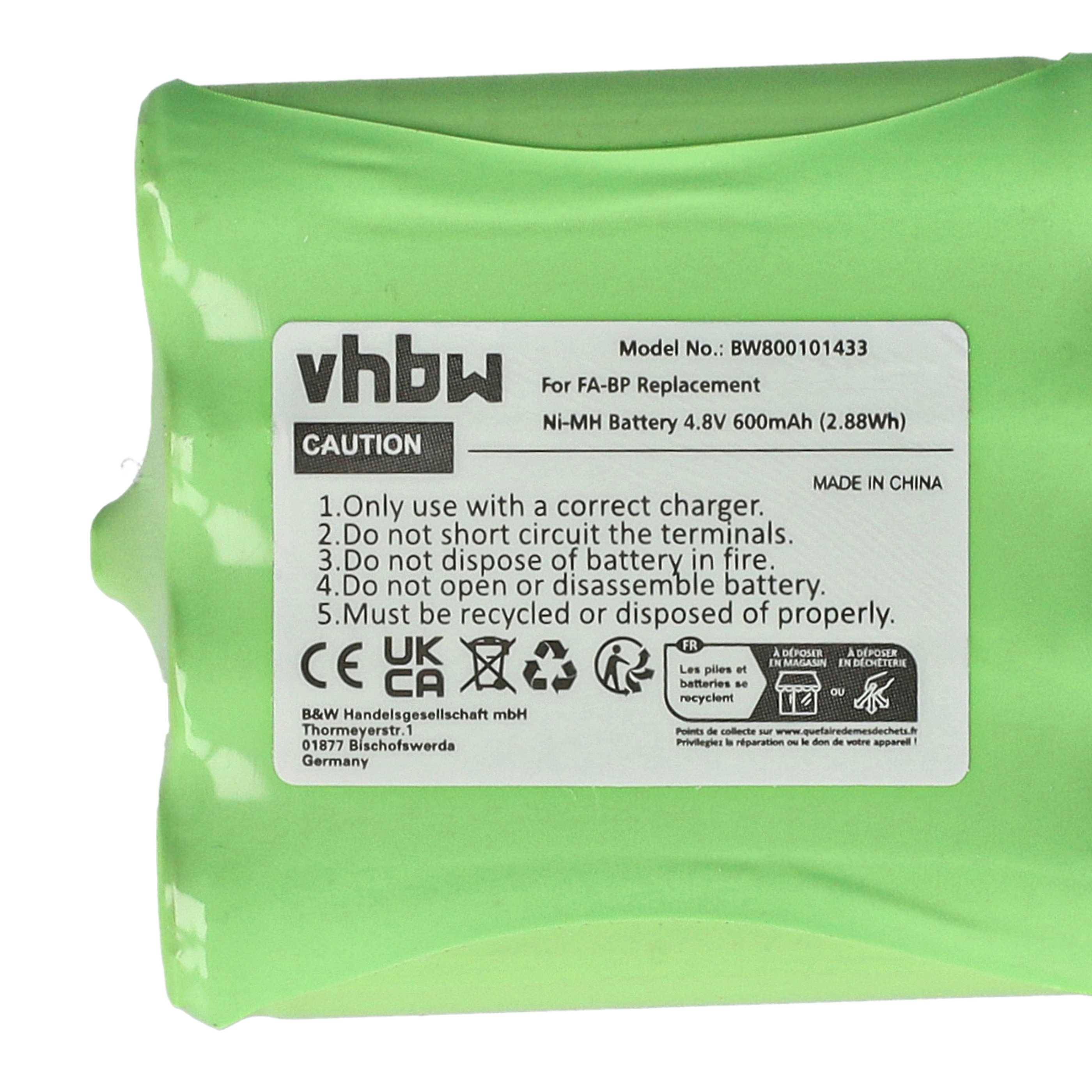vhbw Akku kompatibel mit Cobra MicroTalk PR900, PR500, 300, 80, 85, 200, 115, 110, 100 Funkgerät, Walkie Talkie (600 mAh, 4,8 V, NiMH)