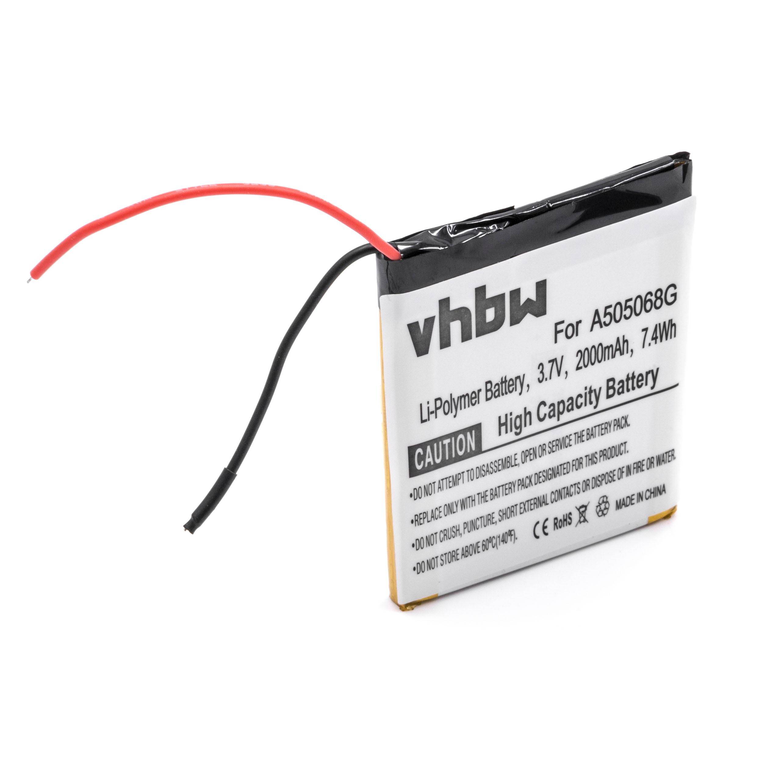 vhbw Akku Ersatz für Navgear A505068G, 100618 E100602-BU50-1-R für GPS Navigation Navi (2000 mAh, 3,7 V, Li-Polymer)