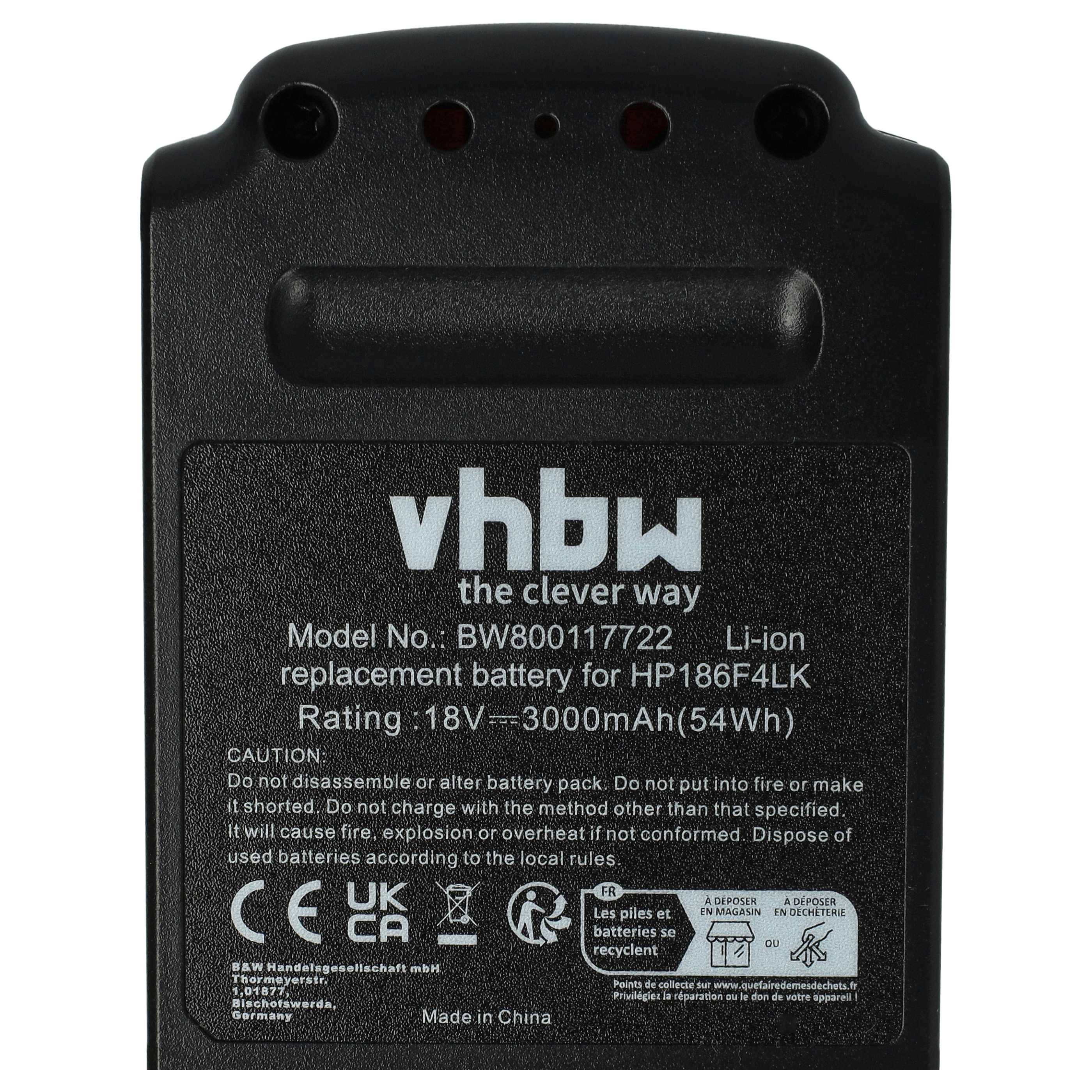 vhbw Akku Ersatz für Black & Decker BL2018, BL1318, BL1518, BL3018, BL3020, BL1518-XJ, BL2018-XJ für Werkzeug (3000 mAh, Li-Ion, 18 V)