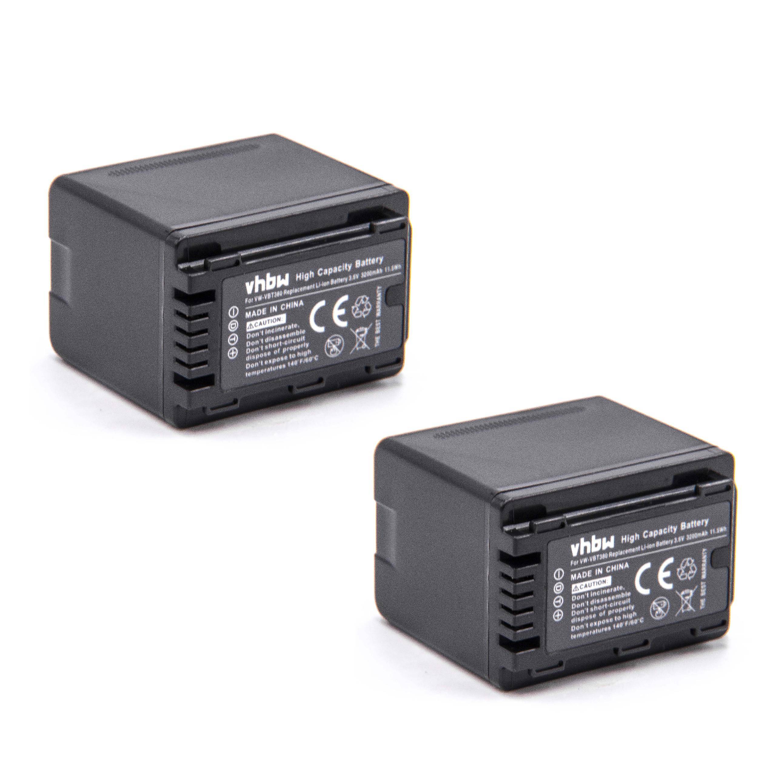 vhbw 2x Akku kompatibel mit Panasonic HC-V770EB, HC-V750EB, HC-V757 Videokamera Camcorder (3200 mAh, 3,6 V, Li-Ion) + Infochip