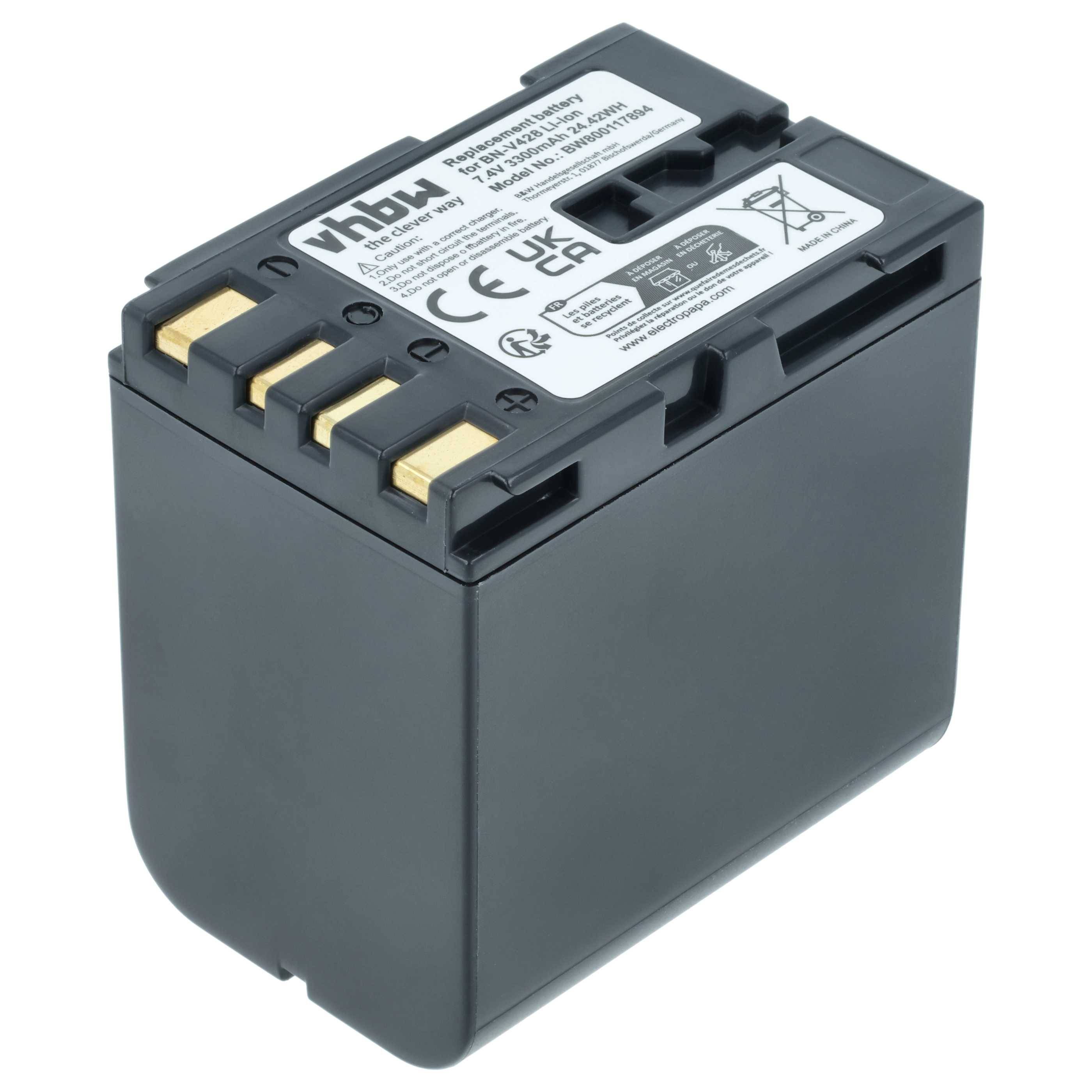 vhbw 1x Akku Ersatz für JVC BN-V428U, BN-V428, BN-V438U, BN-V438 für Videokamera Camcorder (3300 mAh, 7,4 V, Li-Ion)