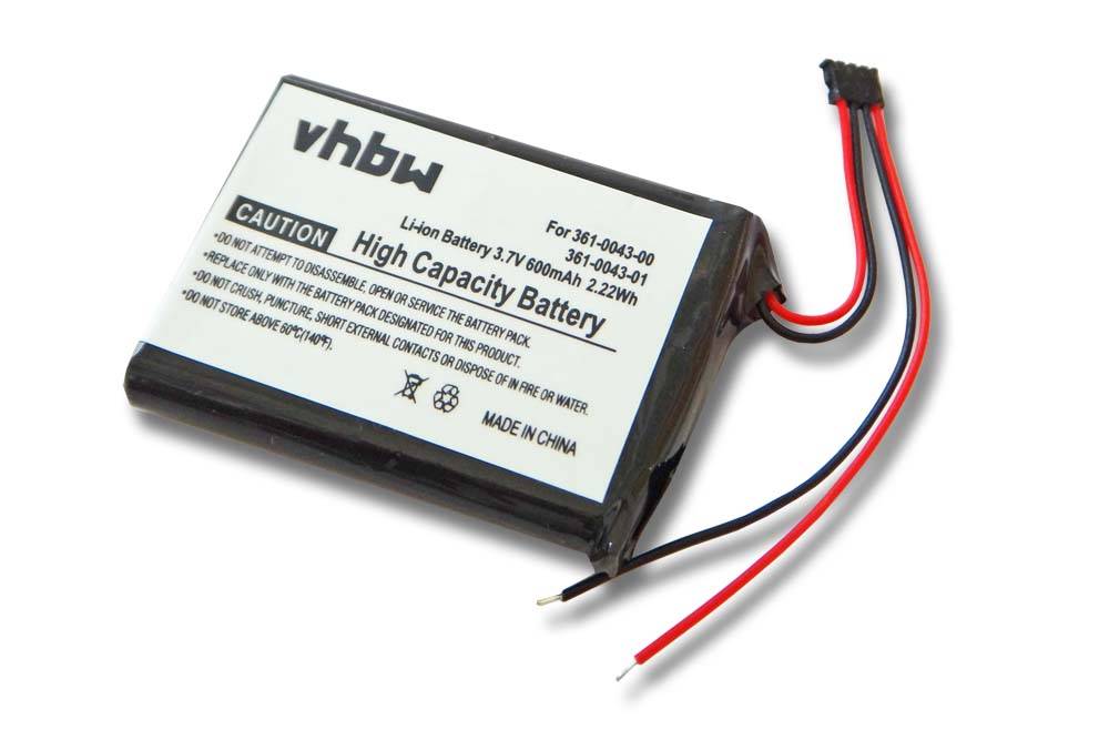 vhbw Akku Ersatz für Garmin 361-0043-00, 361-00043-00, 361-0043-01, 361-00043-01 für GPS Navigation Navi (600 mAh, 3,7 V, Li-Ion)