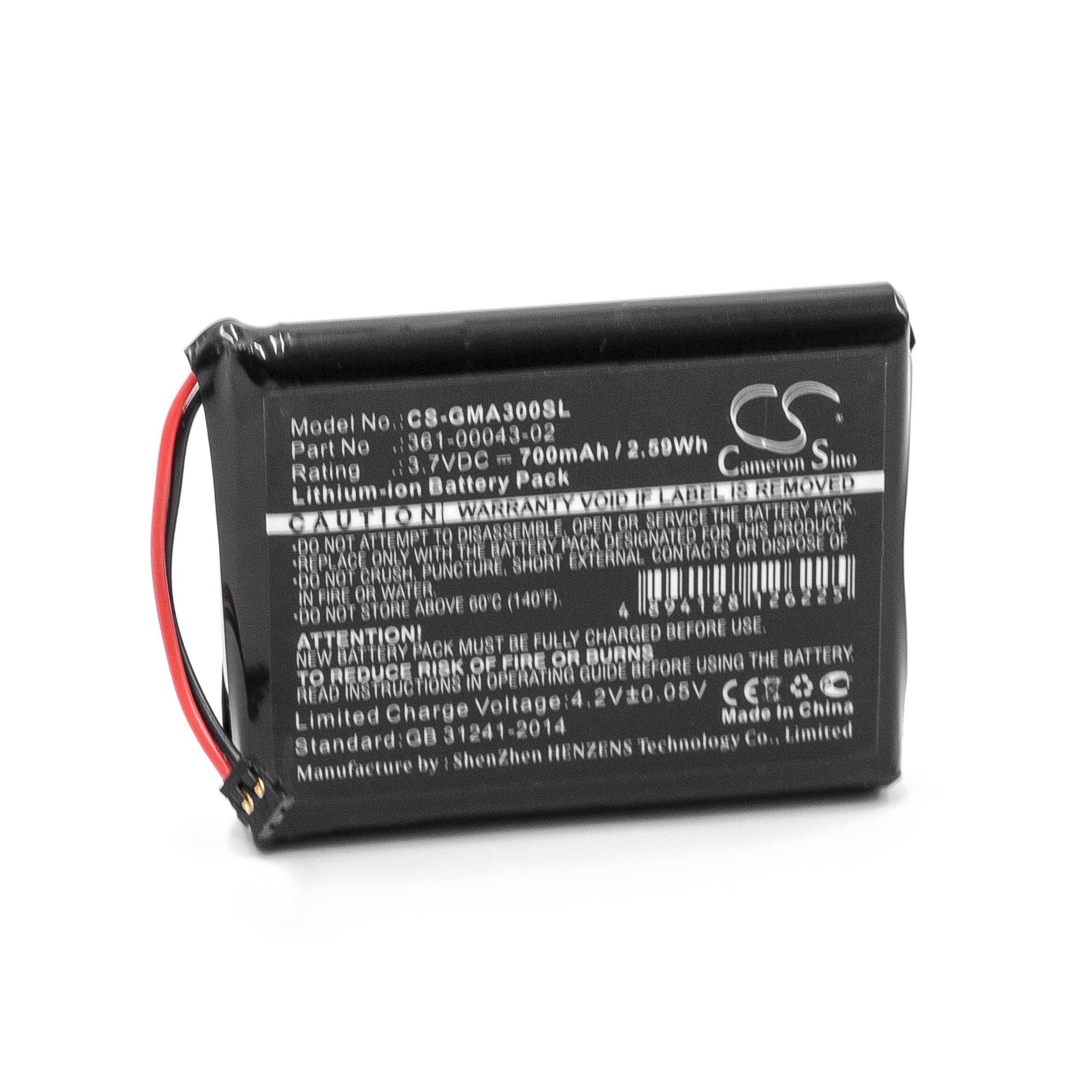 vhbw Akku Ersatz für Garmin 361-00043-02 für GPS Navigation Navi (700 mAh, 3,7 V, Li-Ion)