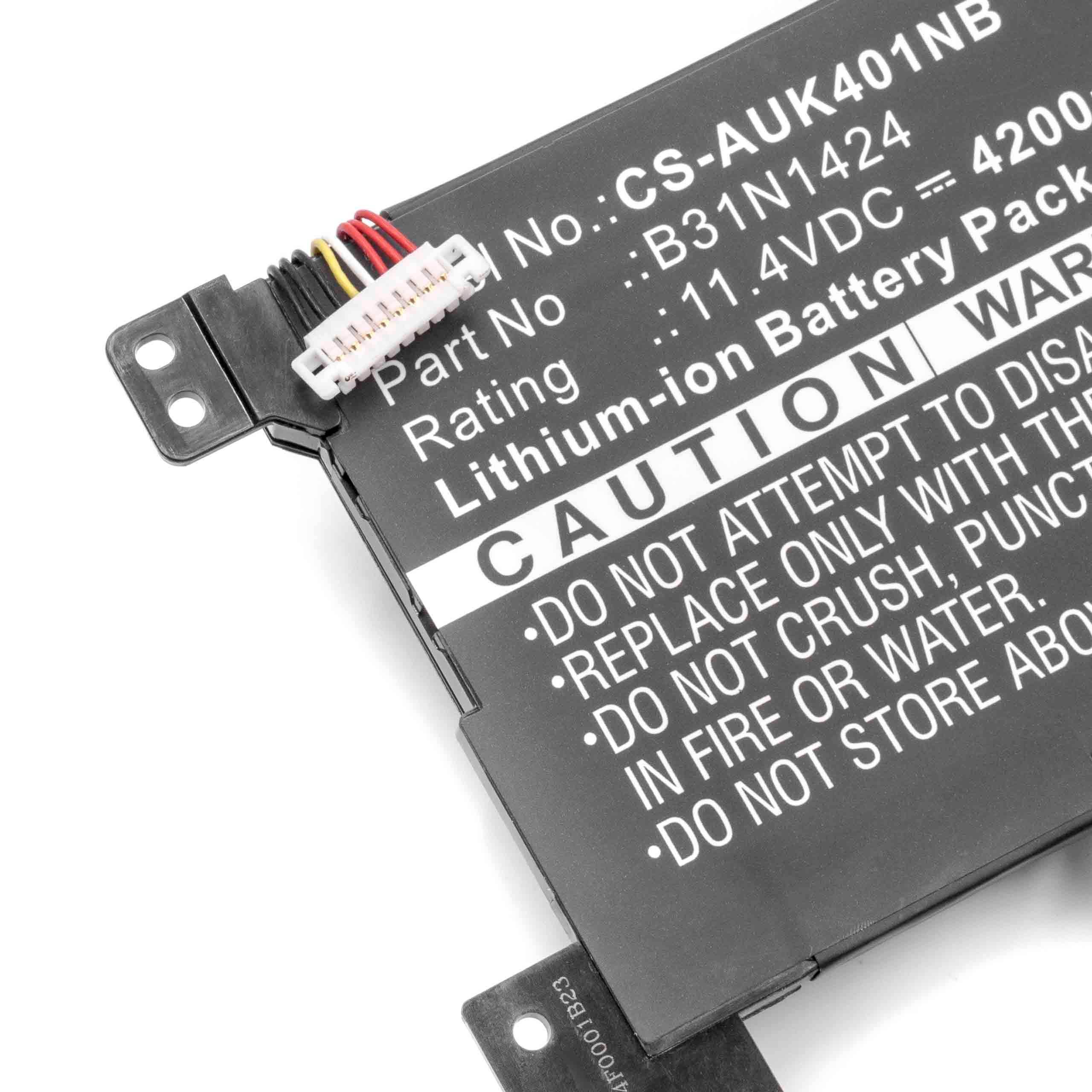 vhbw Akku Ersatz für Asus 0B200-01390000, B31N1424 für Notebook (4200 mAh, 11,4 V, Li-Ion)