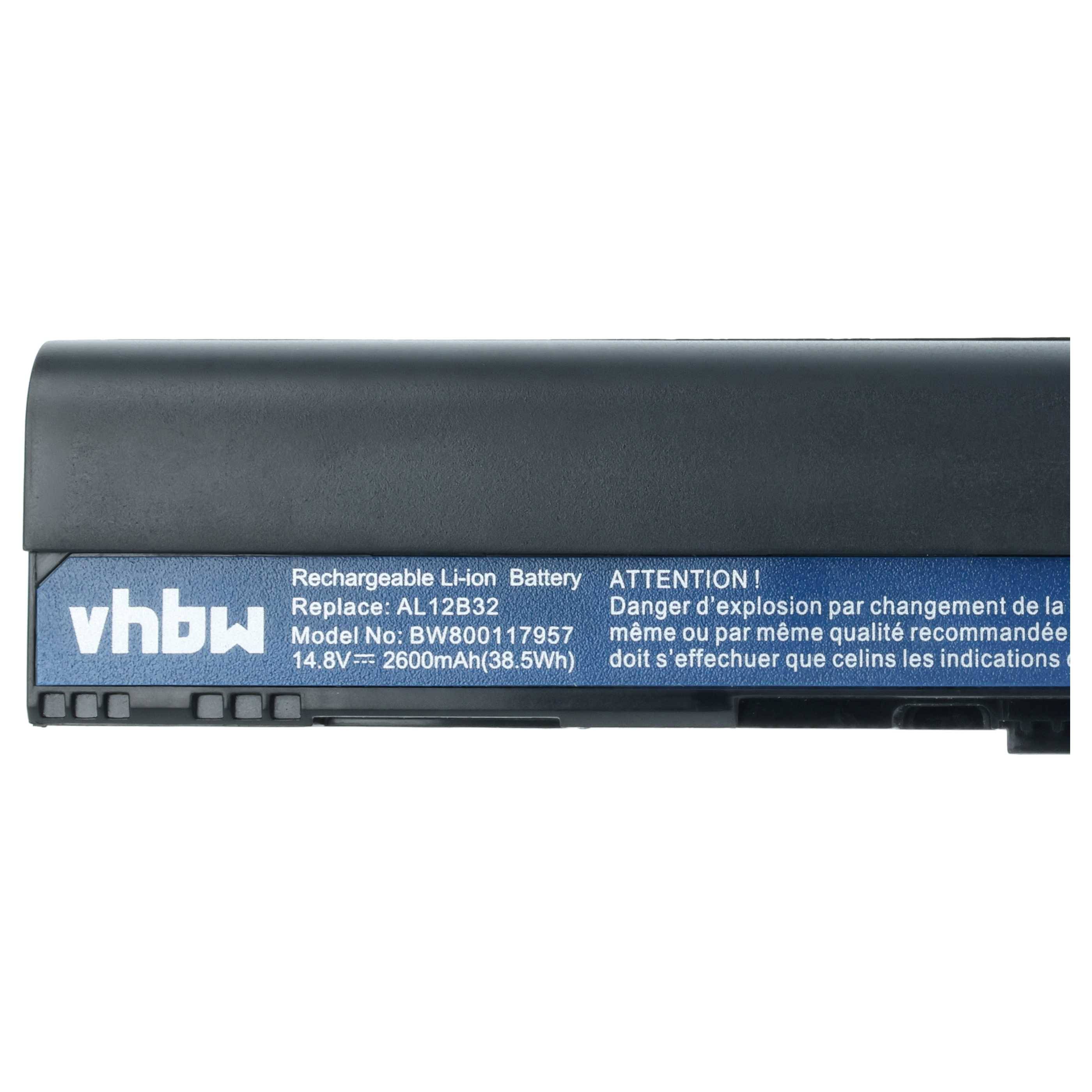 vhbw Akku Ersatz für Acer KT.00407.002 | für Notebook (2600 mAh, 14,8 V, Li-Ion)