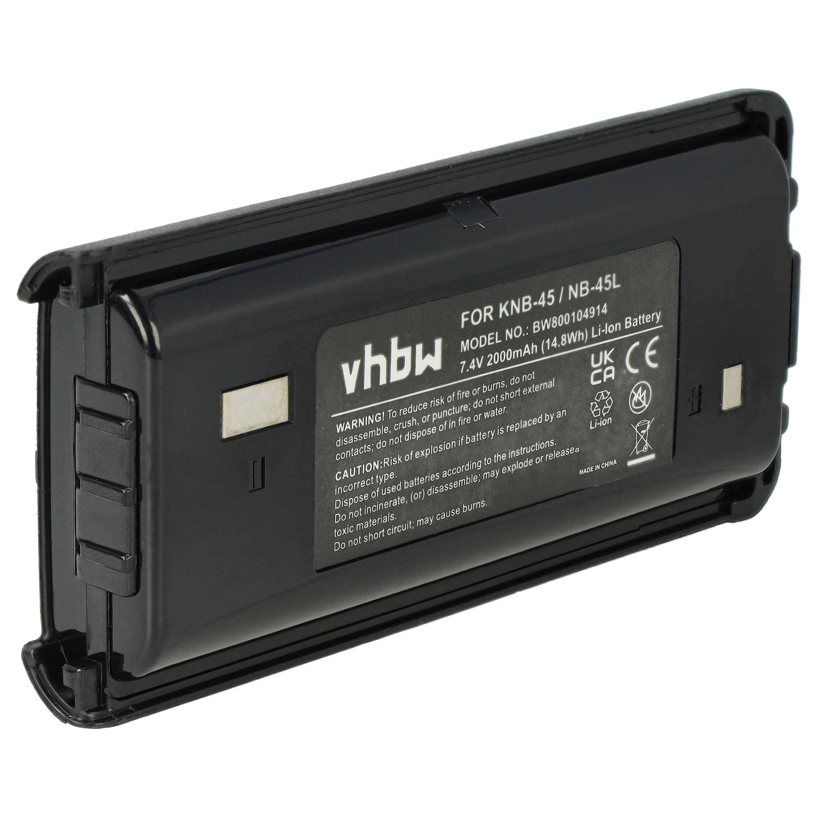 vhbw Akku kompatibel mit Kenwood TK-3200-U8P, TK-3202, TK-3202E, TK-3202E3 Funkgerät, Walkie Talkie (2000mAh, 7,4V, Li-Ion)