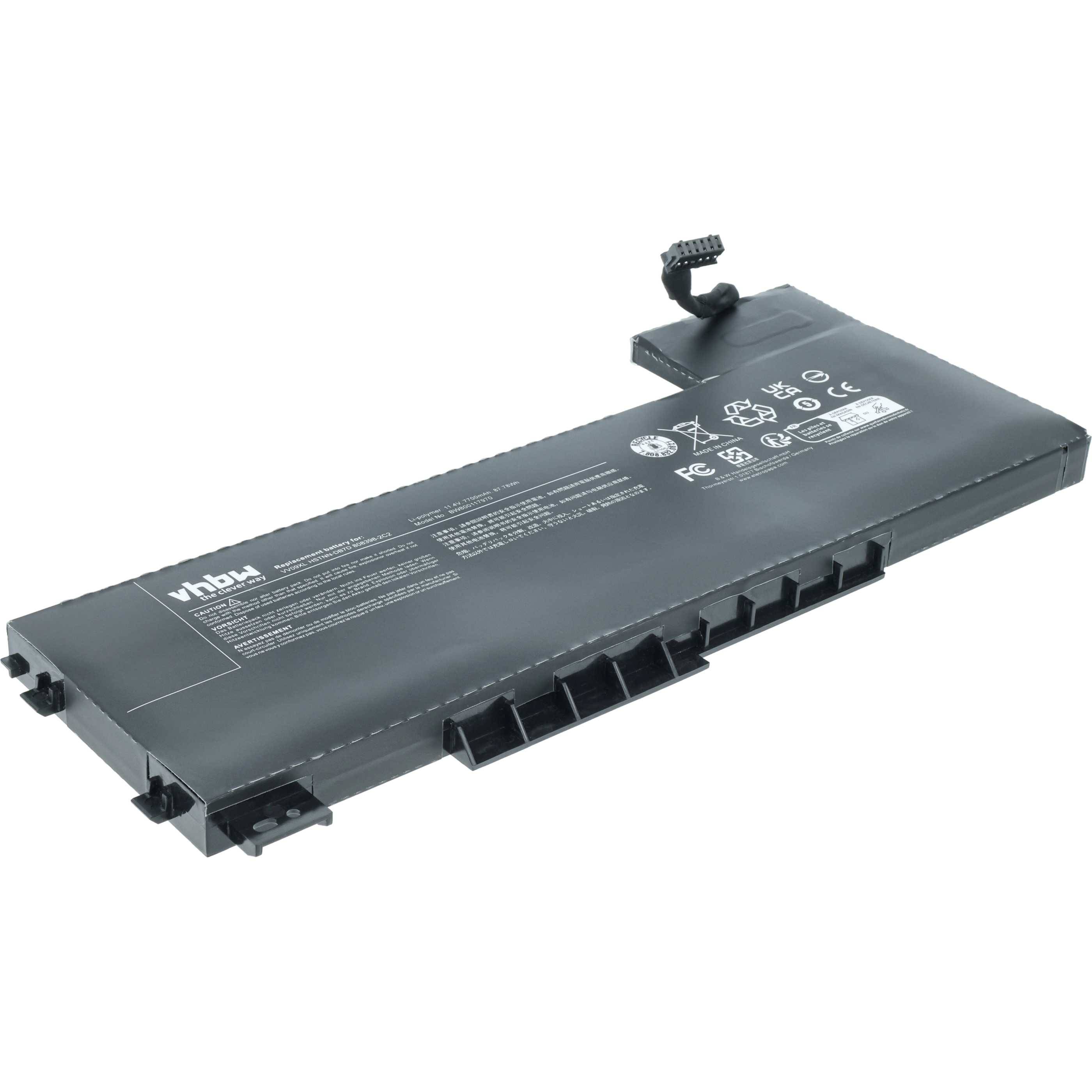 vhbw Akku kompatibel mit HP ZBook 15 G3 Y6J57ET, 15 G3 Y6J59EA, 15 G3 Y6J59ET Notebook (7700mAh, 11,4V, Li-Polymer)